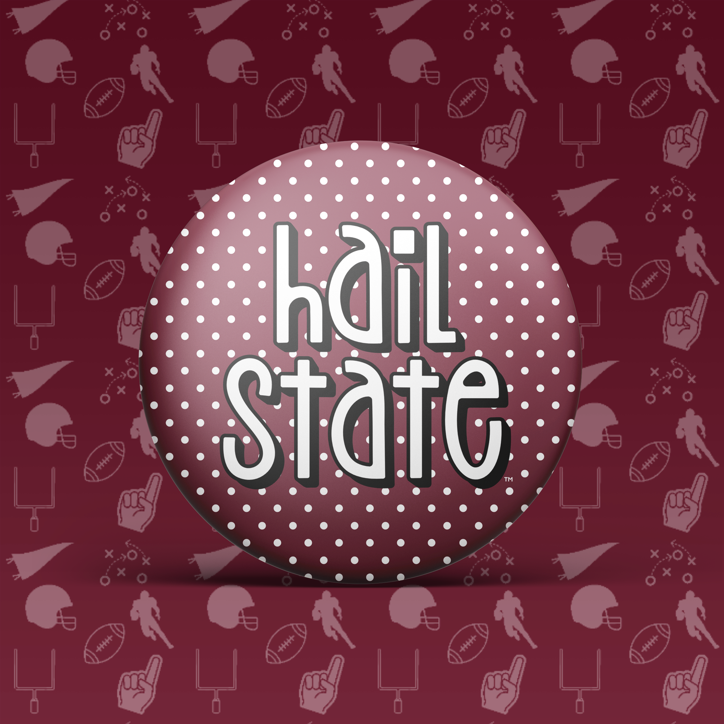 Hail State Polka Dot Button