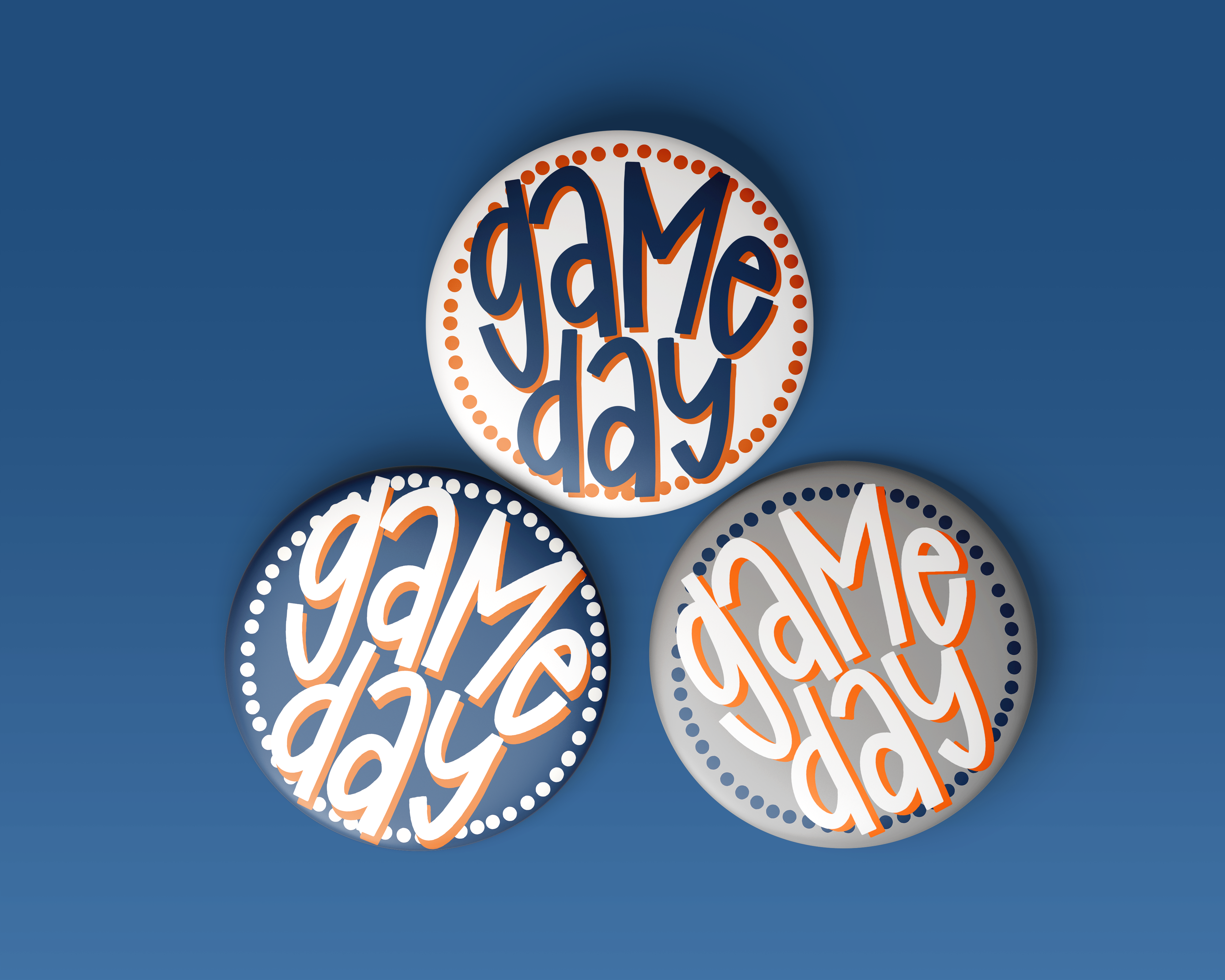 Polka Dots Button - Navy & Orange