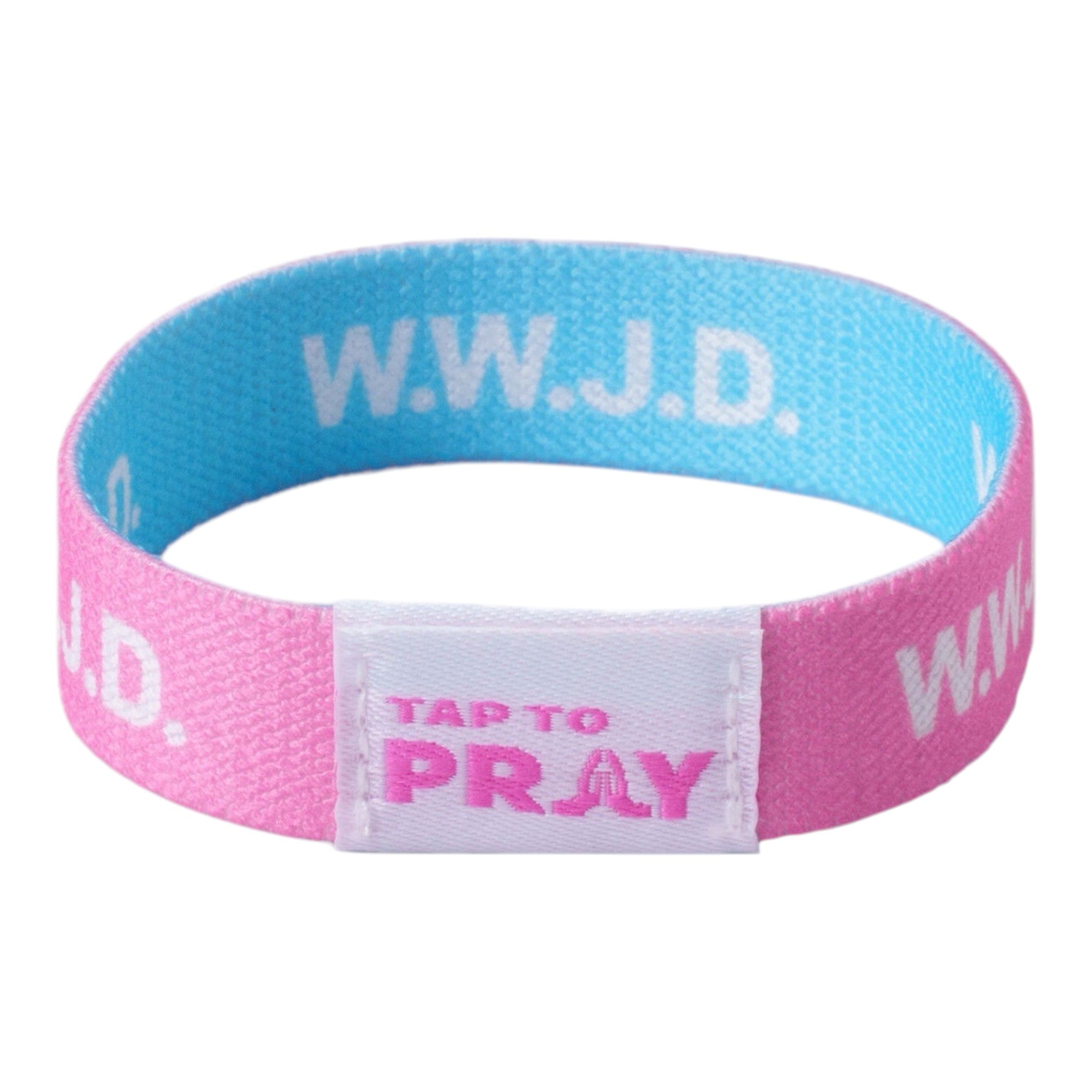 Tap To Pray® Wristband – Blue & PInk WWJD