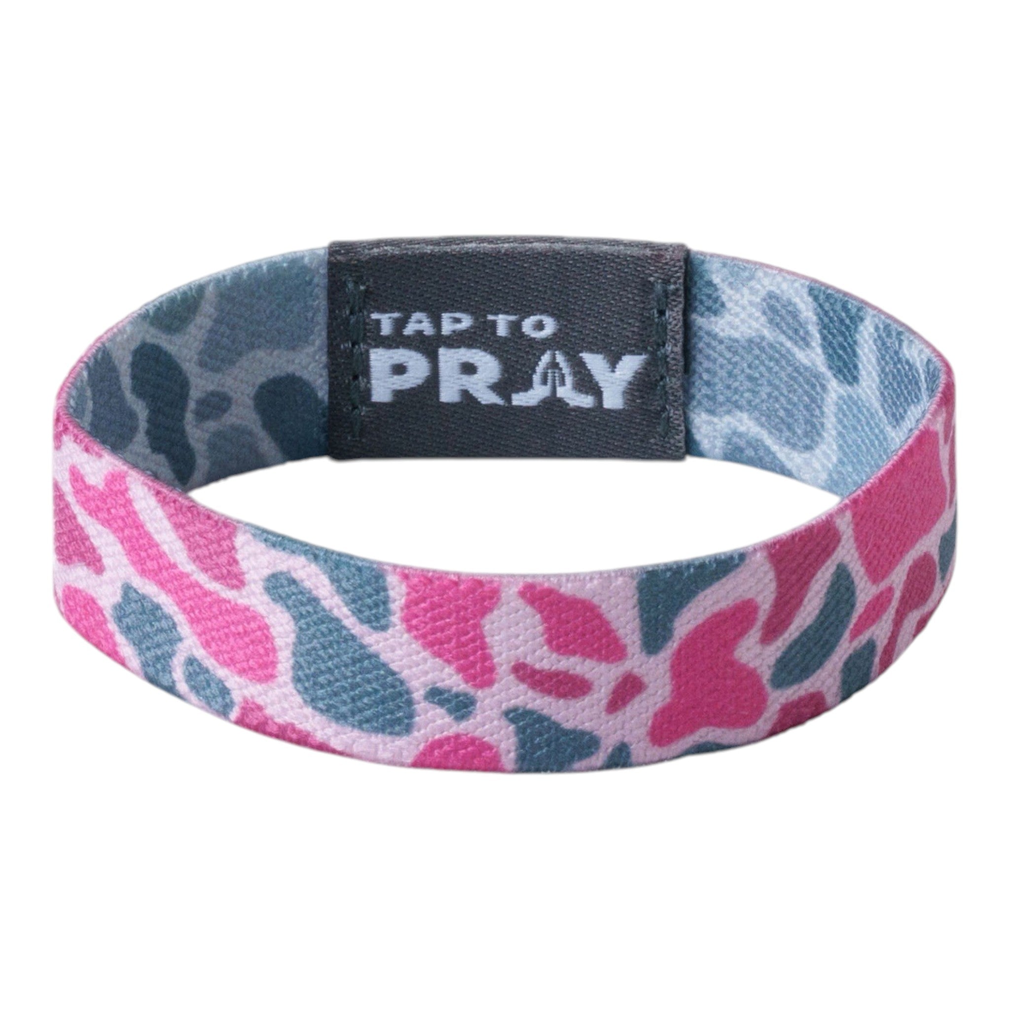 Tap To Pray® Wristband – River Rock Camo - Pink & Ash