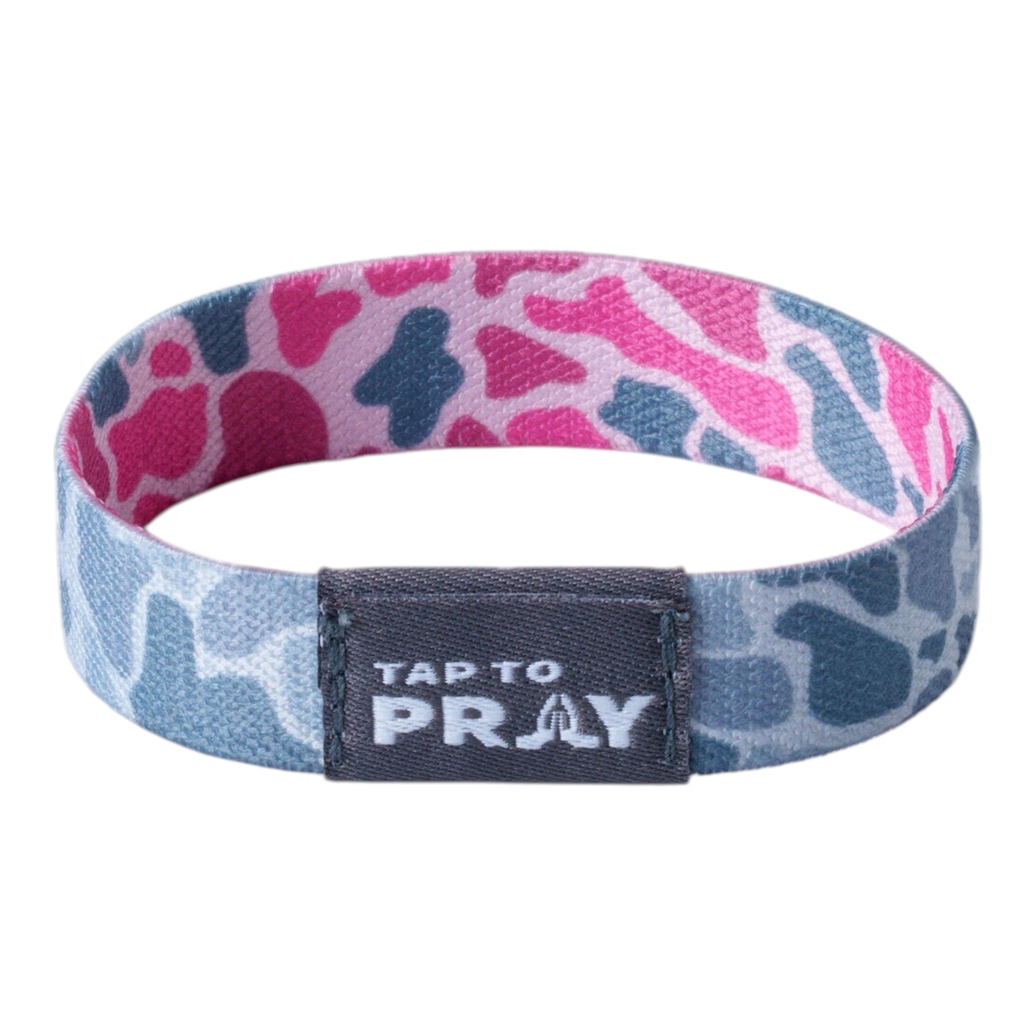 Tap To Pray® Wristband – River Rock Camo - Pink & Ash