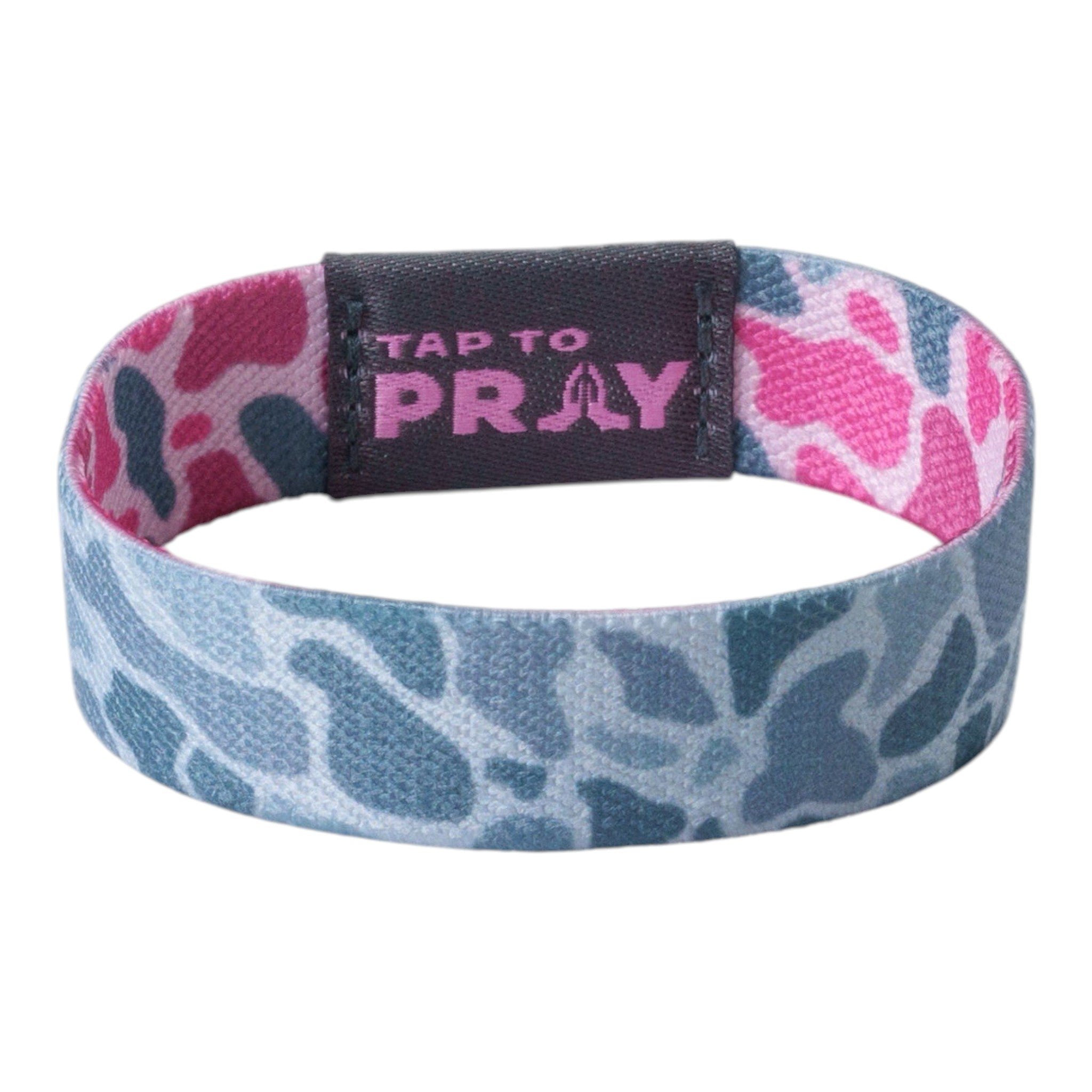 Tap To Pray® Wristband – River Rock Camo - Pink & Ash