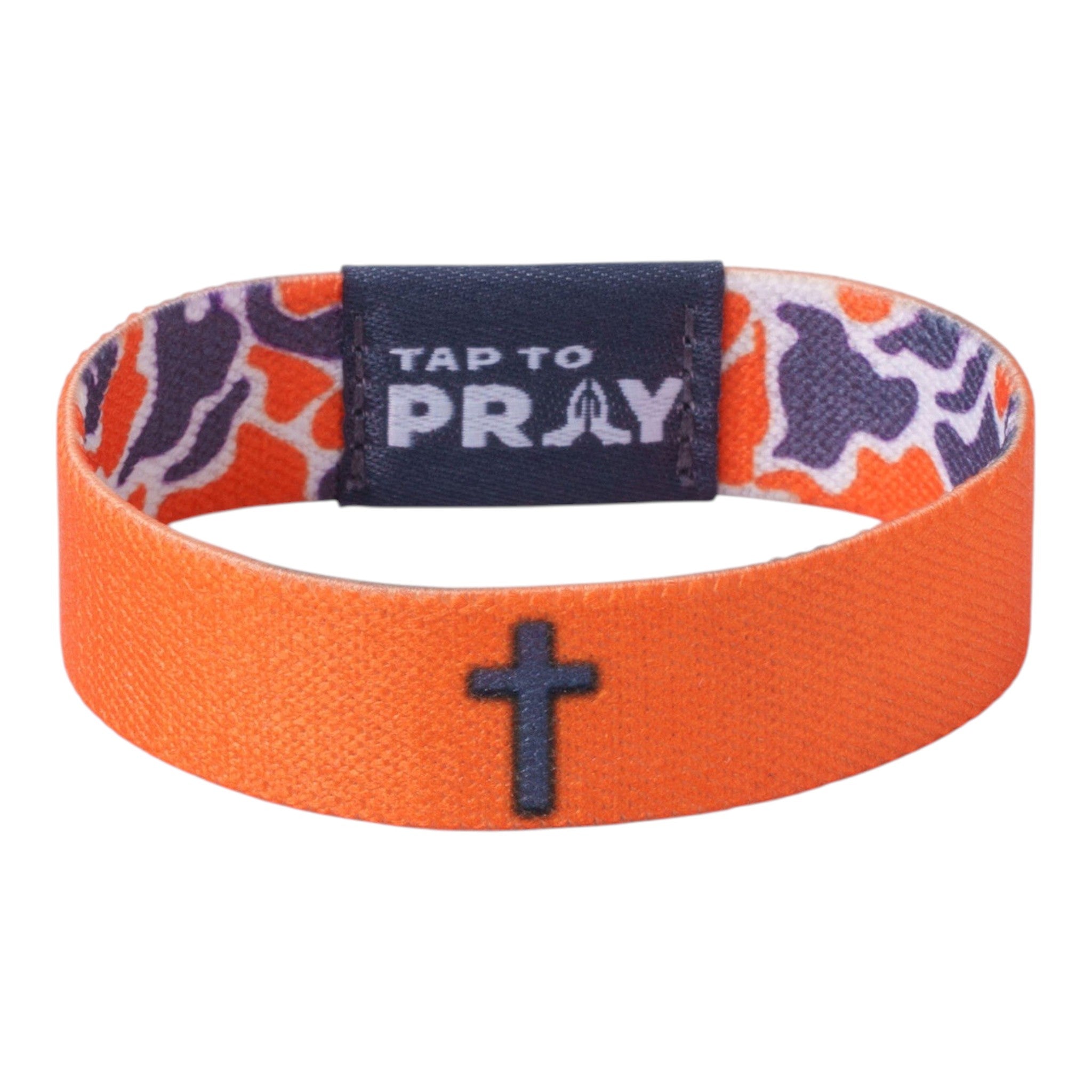 Tap To Pray® Wristband – Team Camo - Orange & Grey