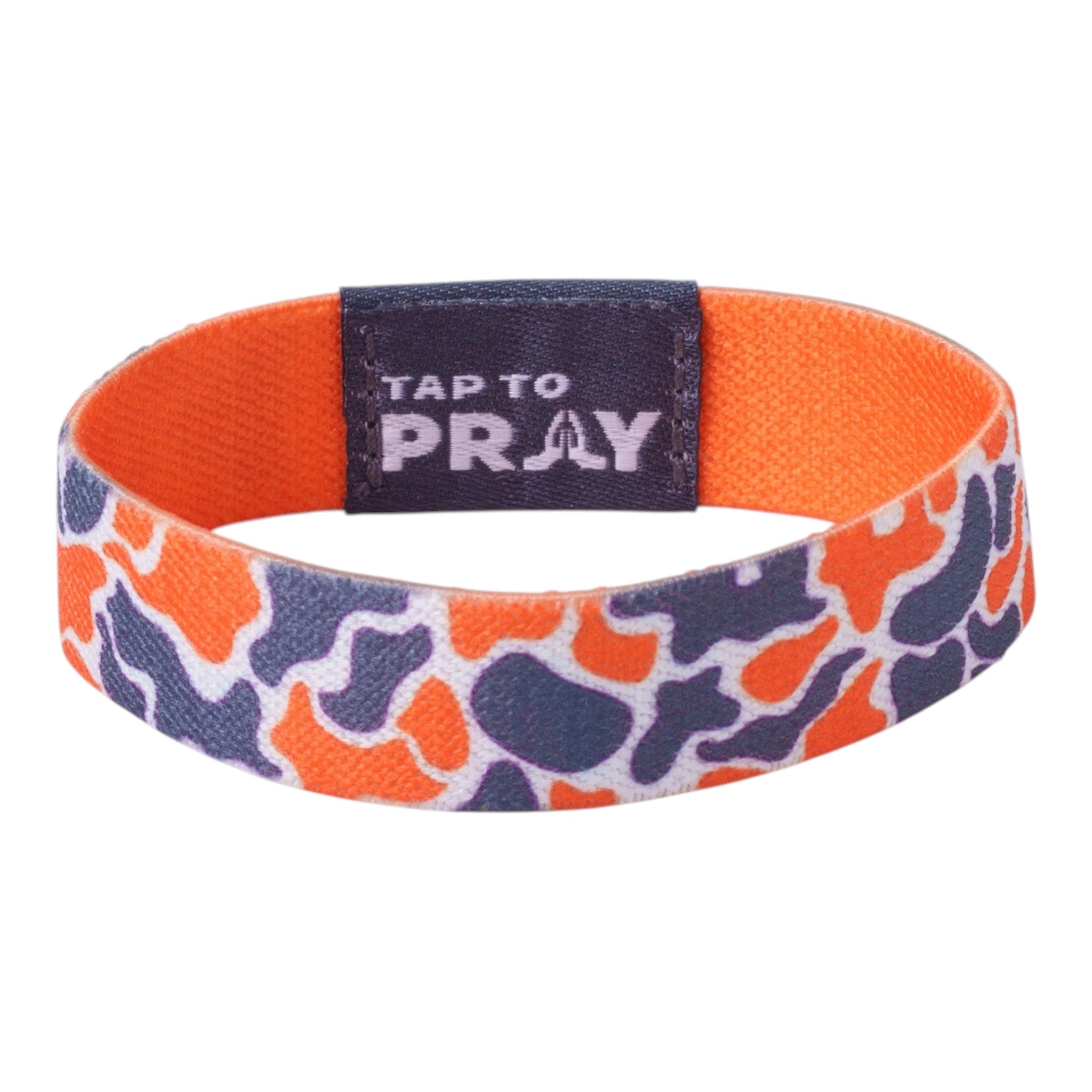 Tap To Pray® Wristband – Team Camo - Orange & Grey