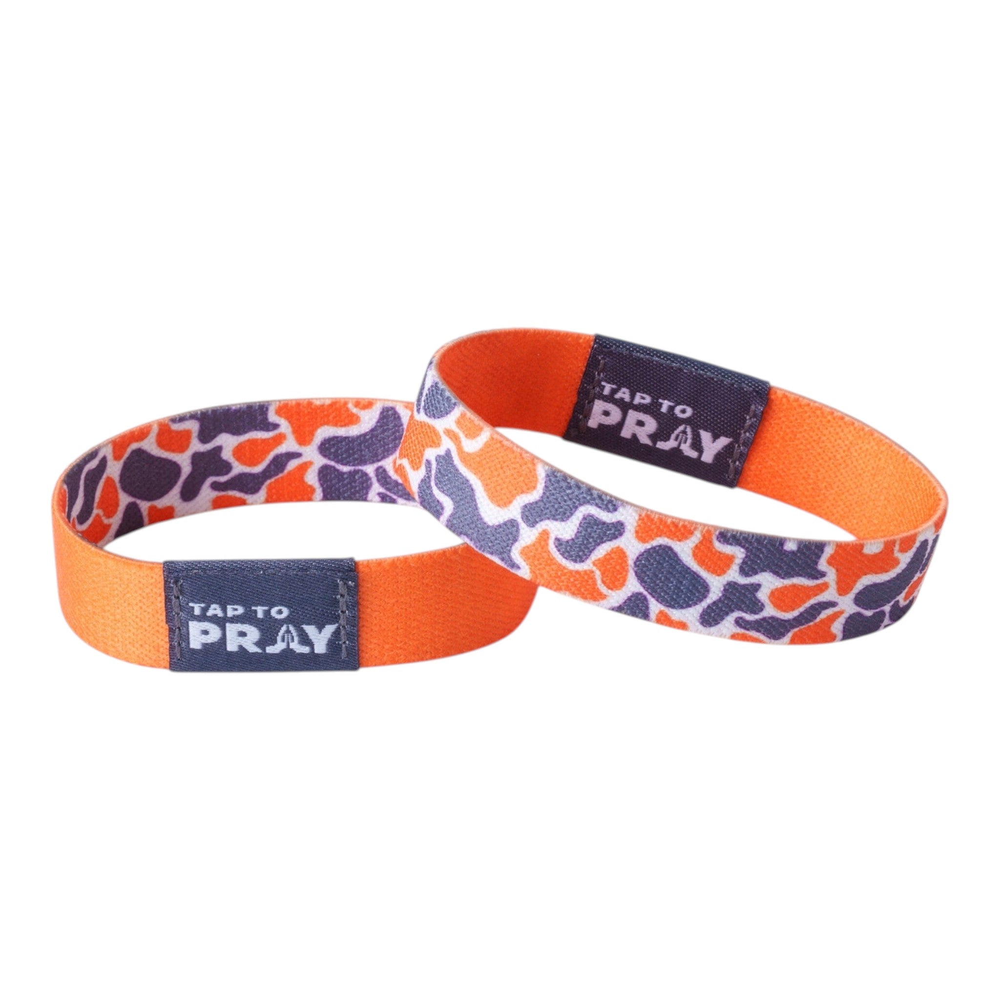 Tap To Pray® Wristband – Team Camo - Orange & Grey