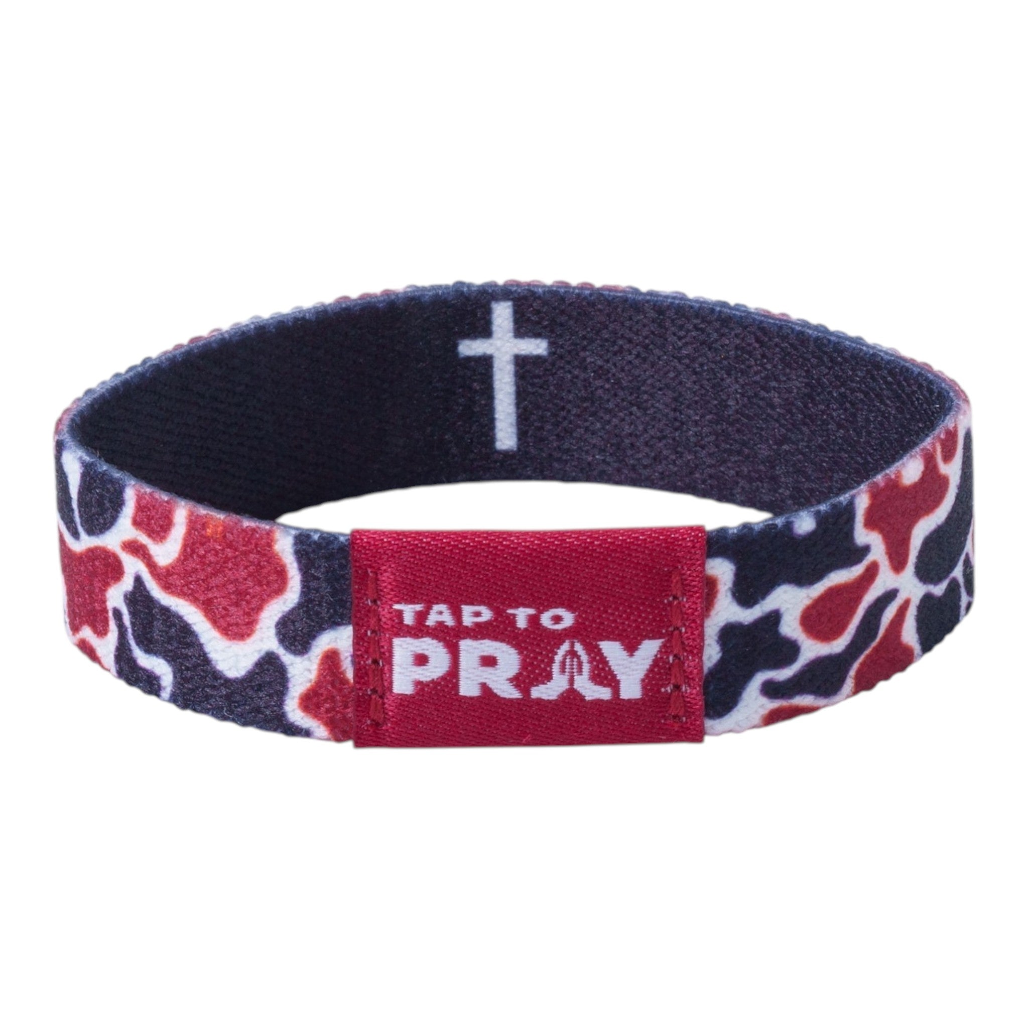 Tap To Pray® Wristband – Team Camo - Maroon & Black