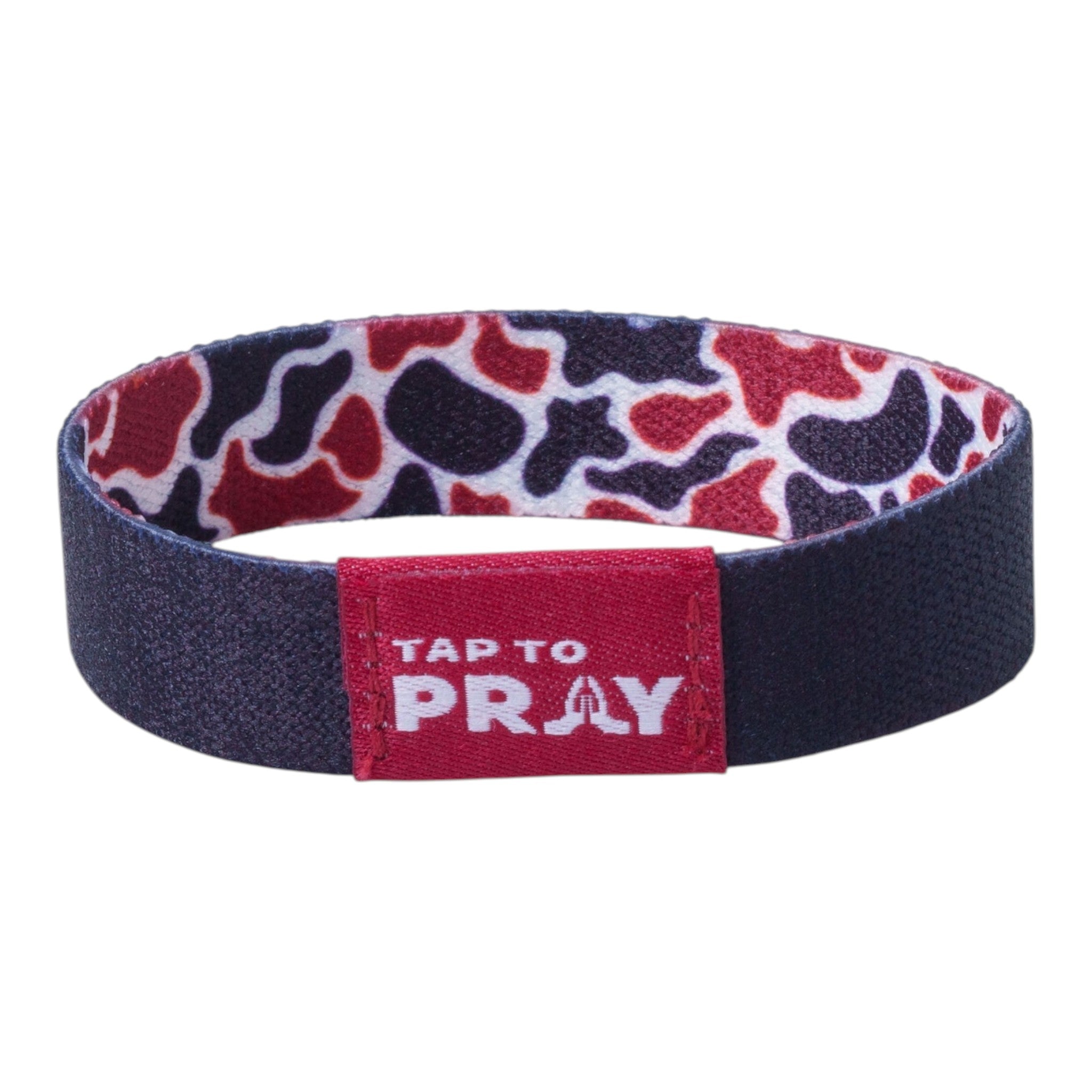 Tap To Pray® Wristband – Team Camo - Maroon & Black