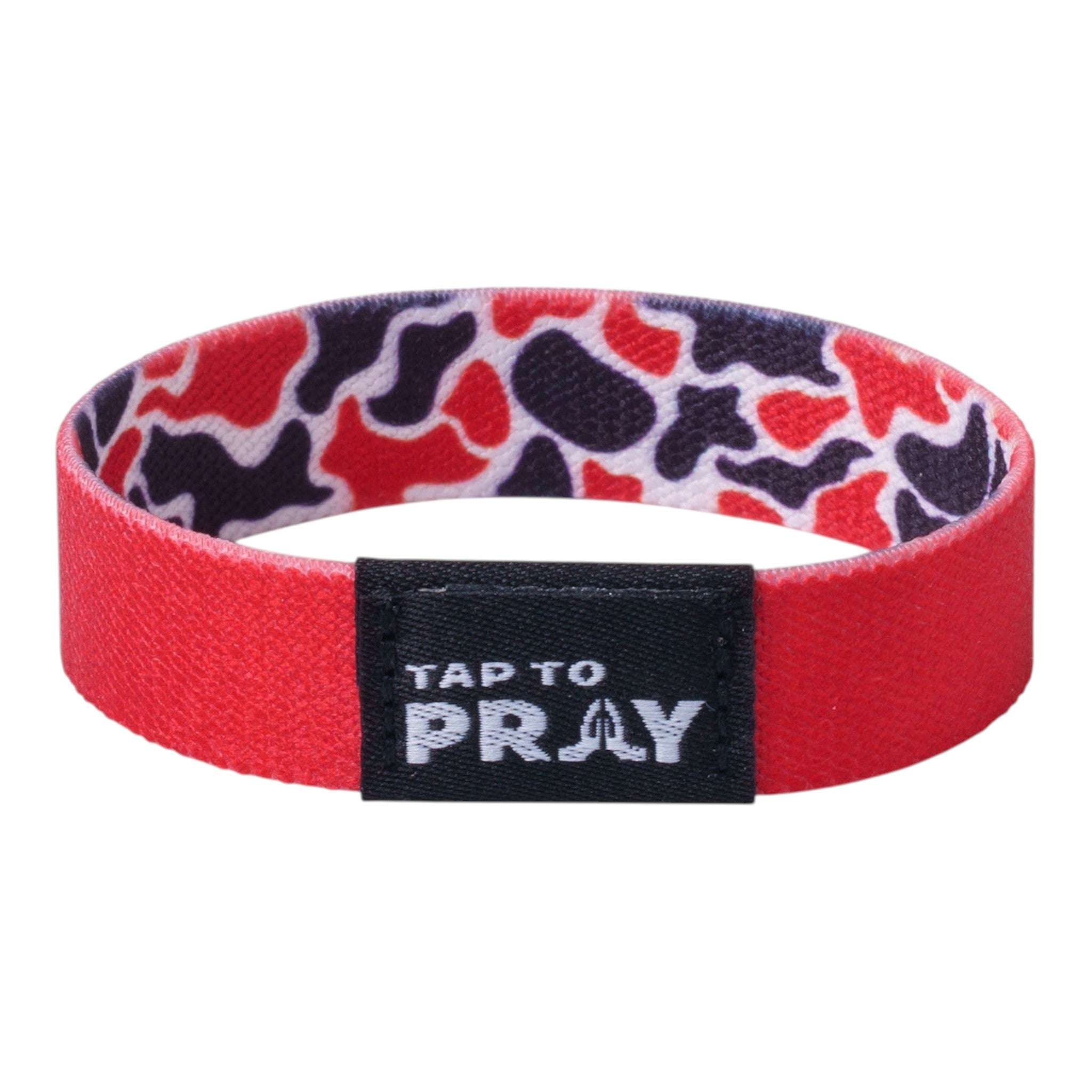 Tap To Pray® Wristband – Team Camo - Red & Black