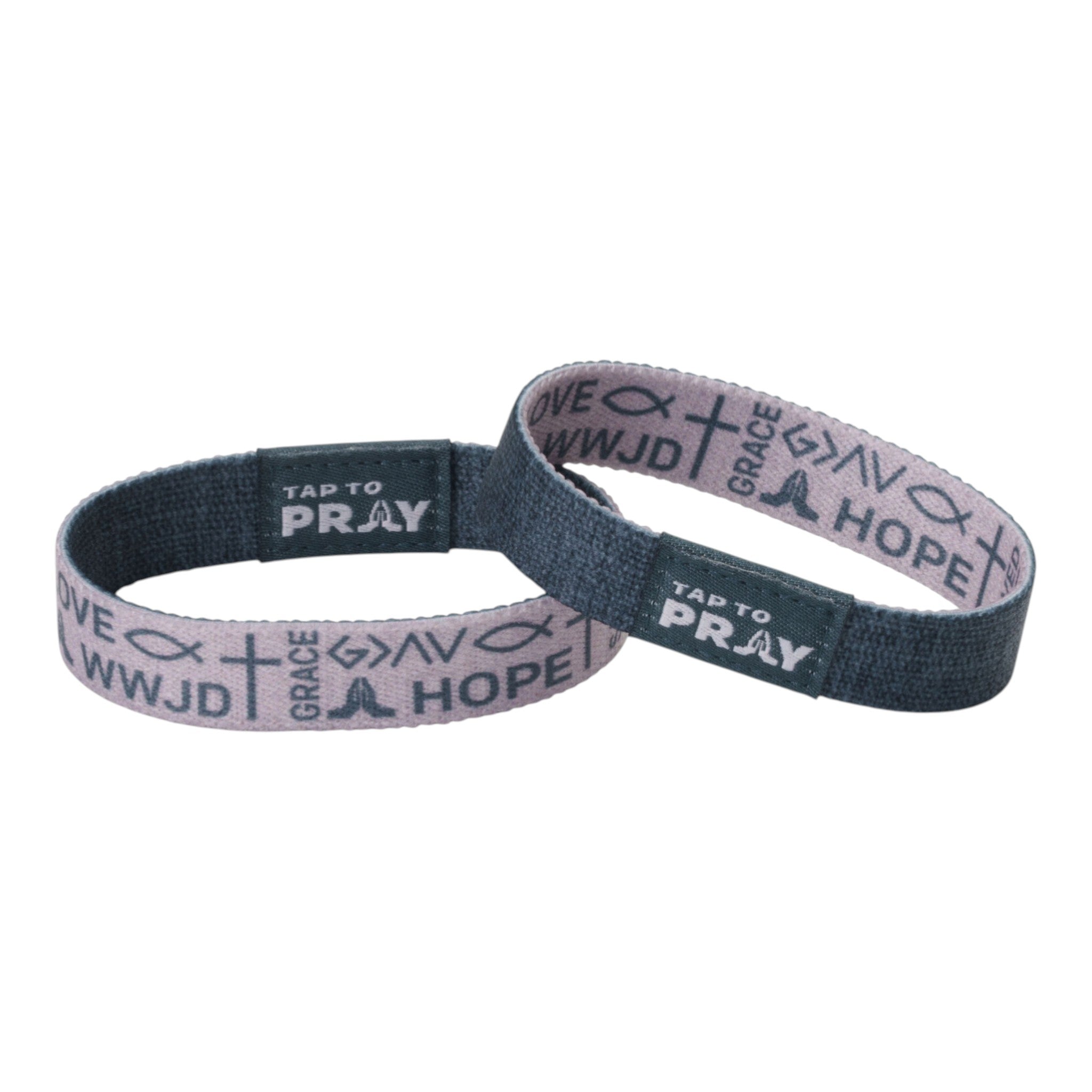 Tap To Pray® Wristband – Symbols of Faith - Taupe