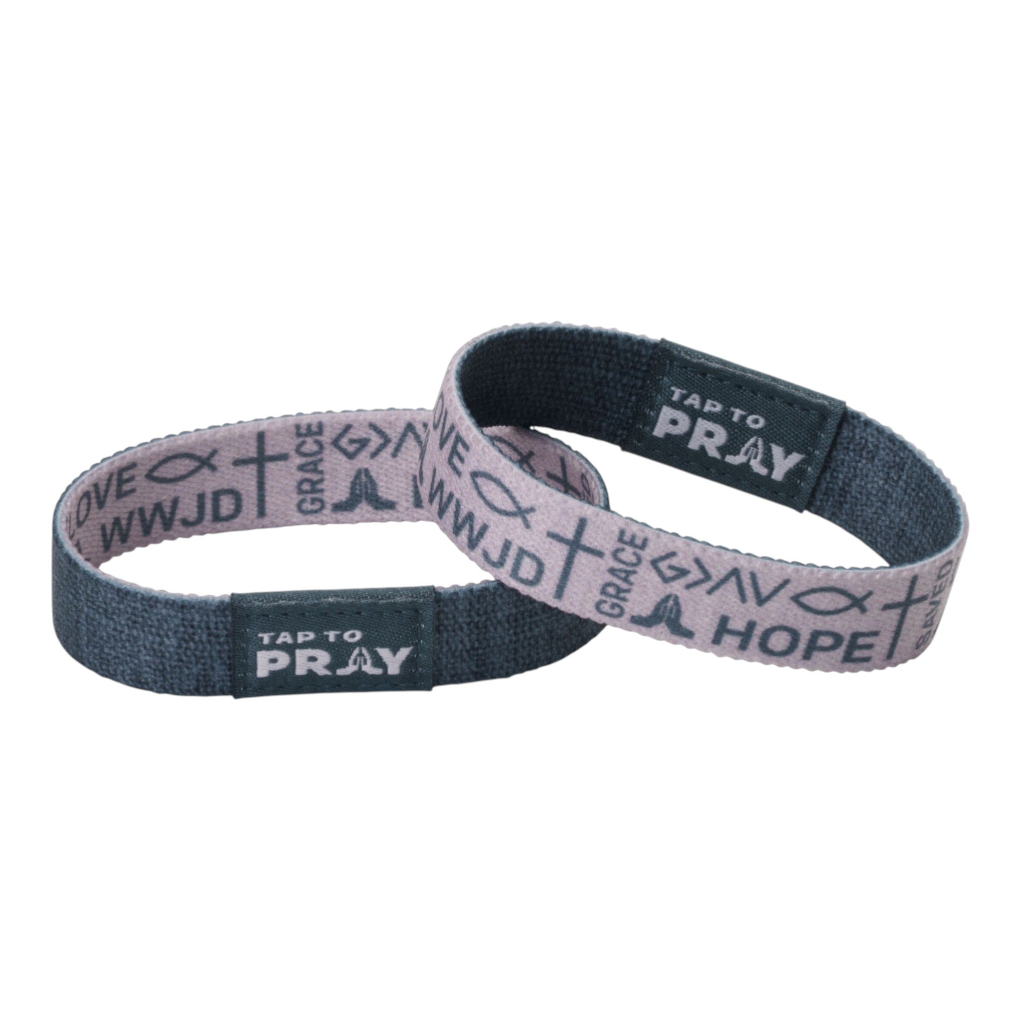 Tap To Pray® Wristband – Symbols of Faith - Taupe