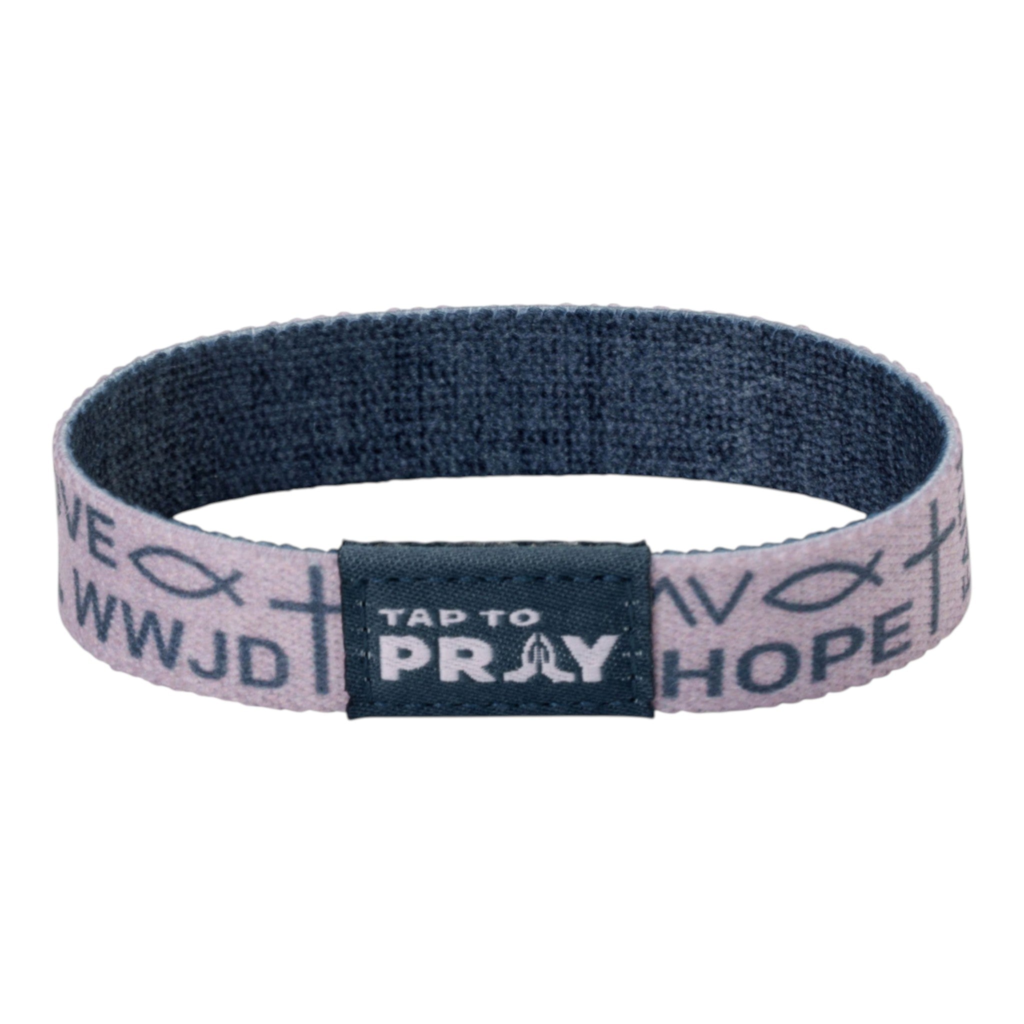 Tap To Pray® Wristband – Symbols of Faith - Taupe