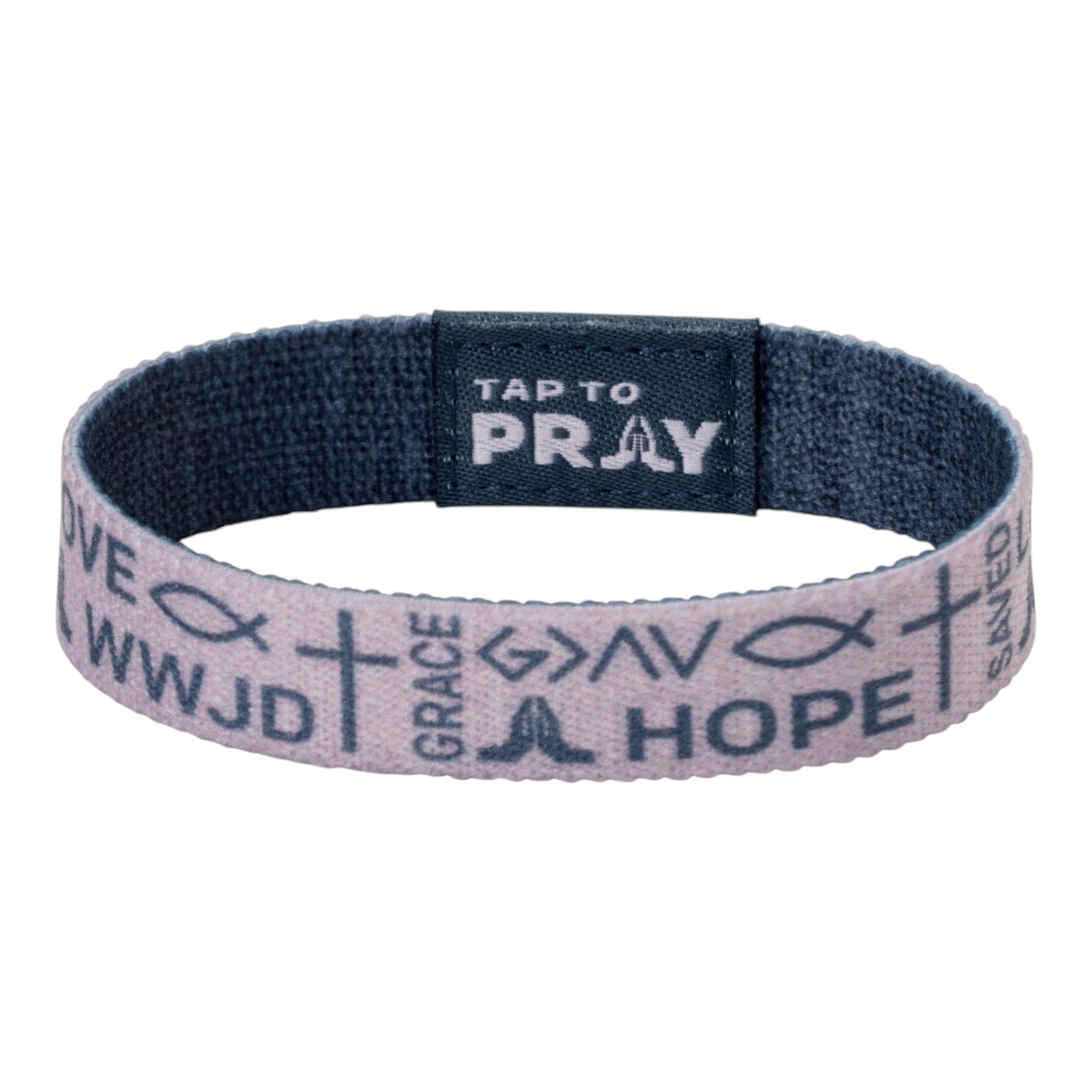 Tap To Pray® Wristband – Symbols of Faith - Taupe