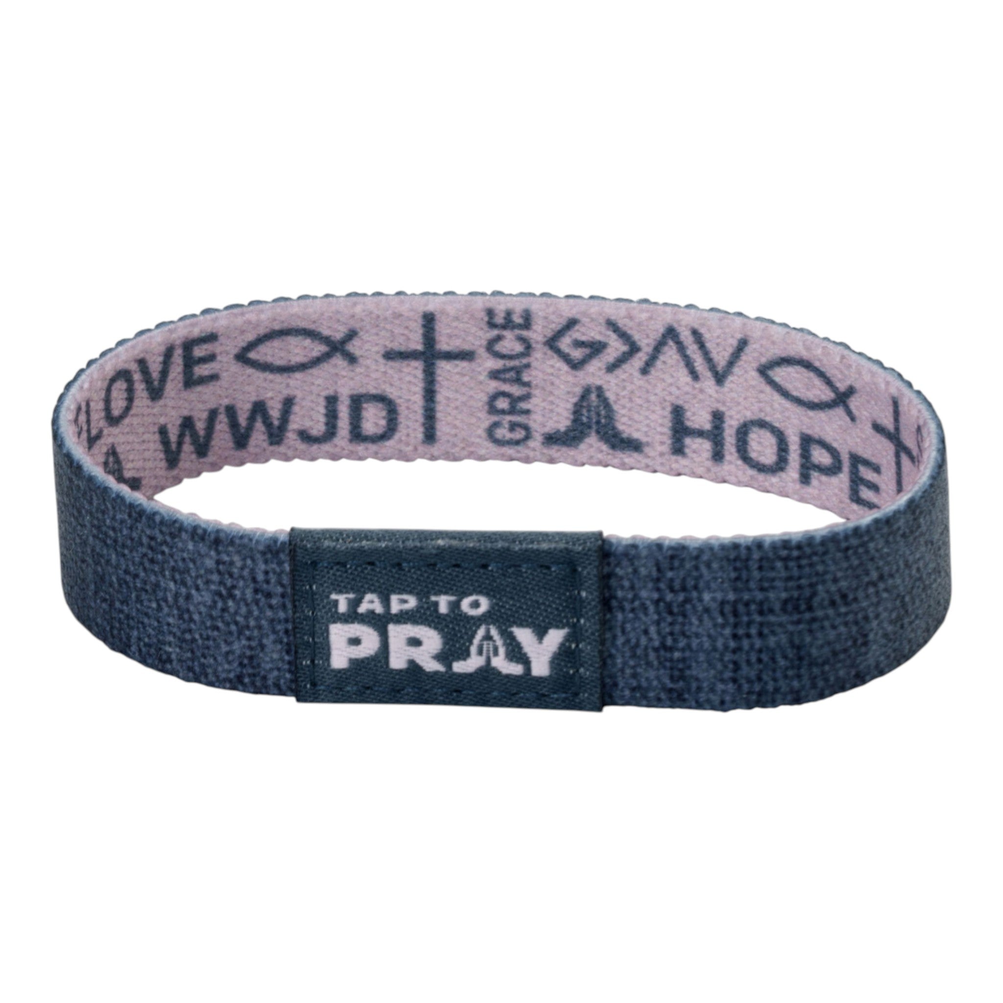 Tap To Pray® Wristband – Symbols of Faith - Taupe