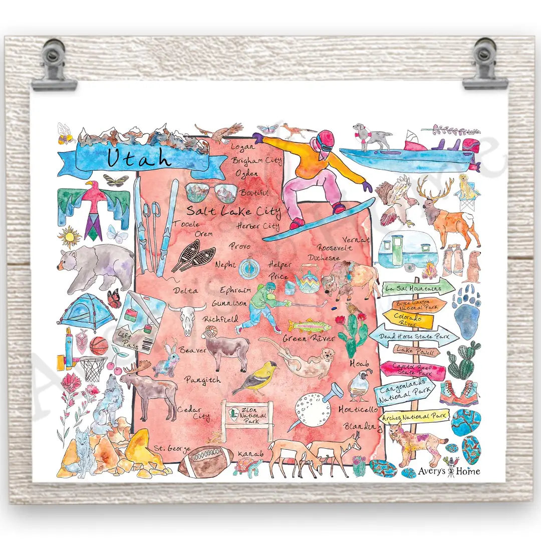 Utah State Map 20 oz Skinny Tumbler