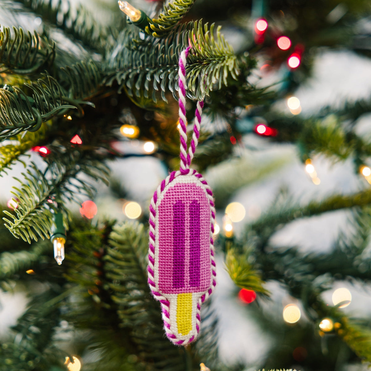 Needlepoint Icon Ornament - Popsicle