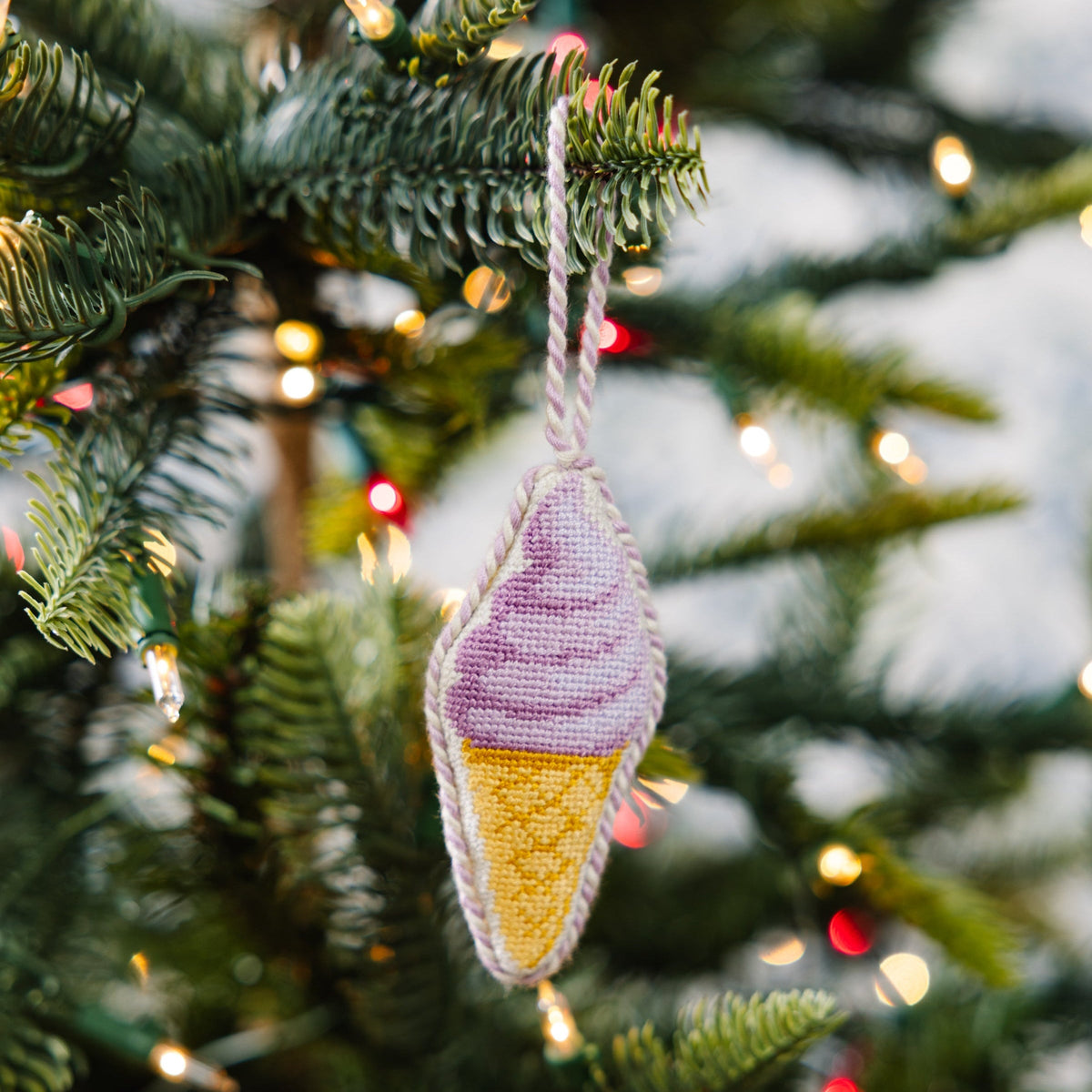Needlepoint Icon Ornament - Ice Cream Cone