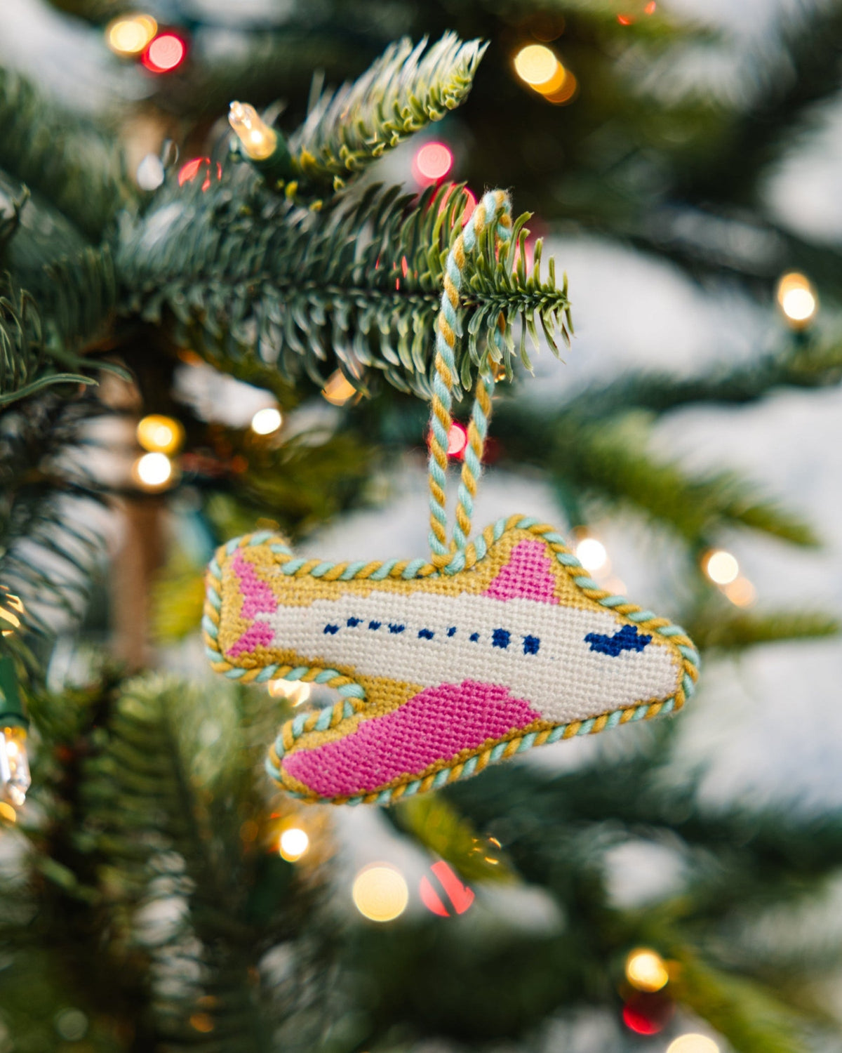 Needlepoint Icon Ornament - Airplane