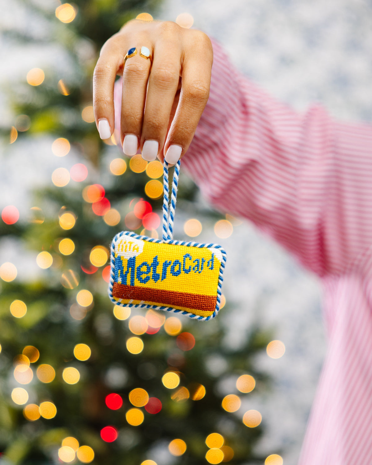Needlepoint Icon Ornament - Metro Card