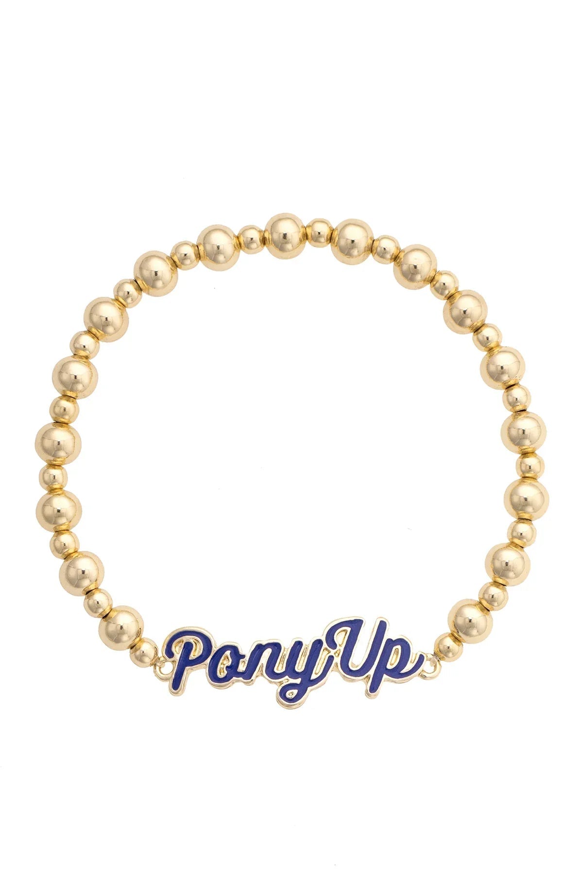 SMU Mustangs Autograph Enamel Stretch Bracelet in Shiny Gold
