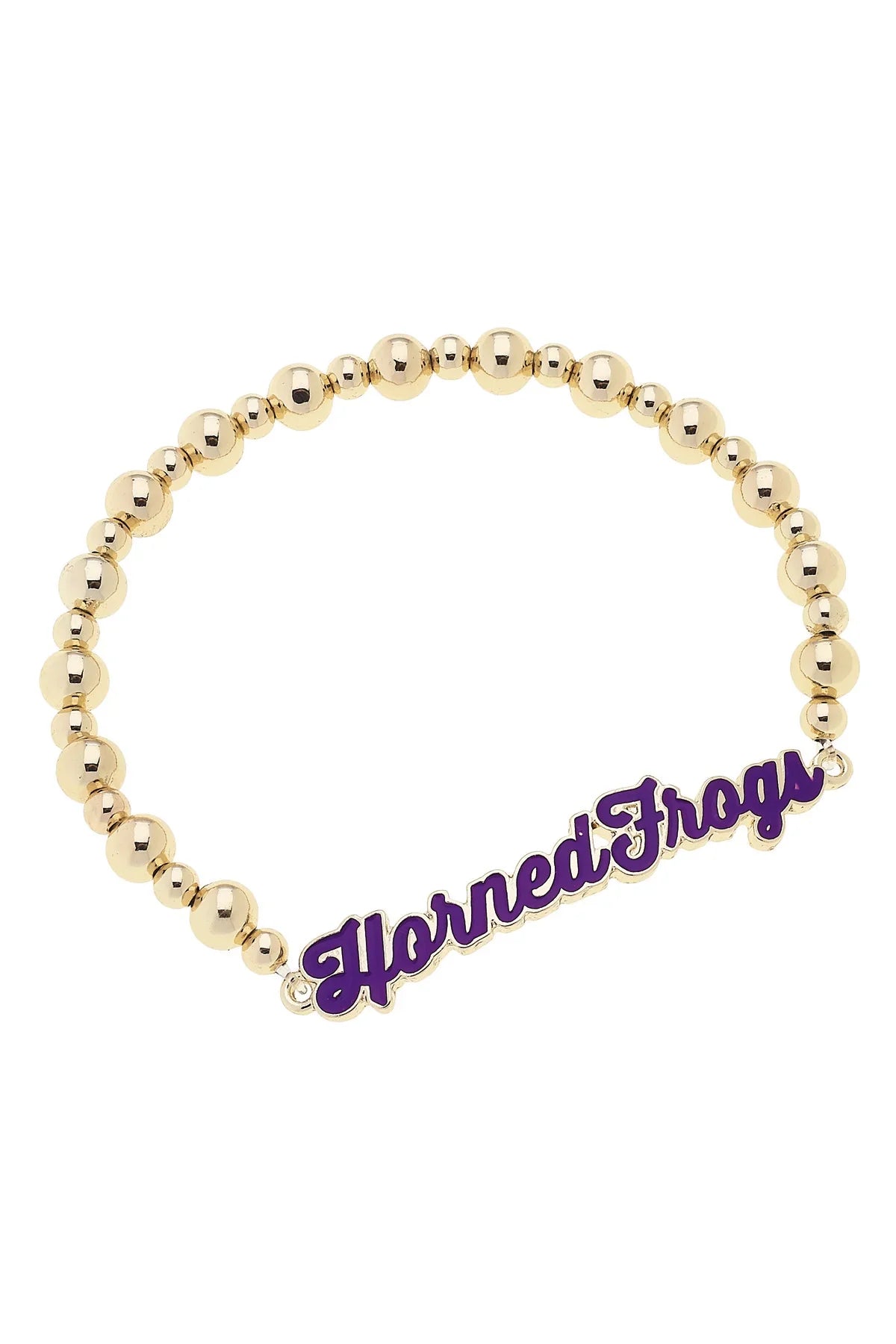 TCU Horned Frogs Autograph Enamel Stretch Bracelet in Shiny Gold