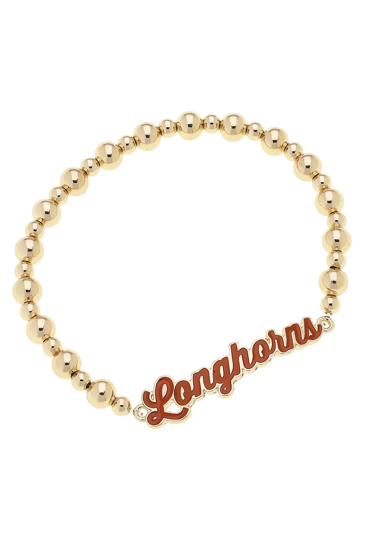Texas Longhorns Autograph Enamel Stretch Bracelet in Shiny Gold