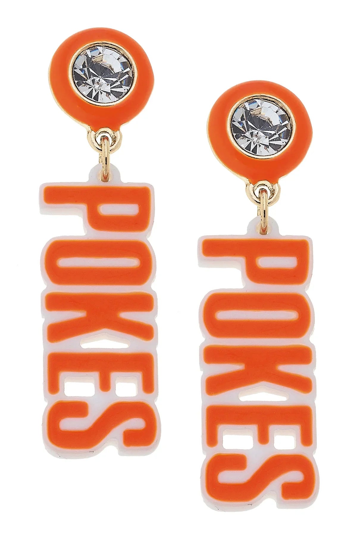 Oklahoma State Cowboys Resin Block Letter Earrings in Orange