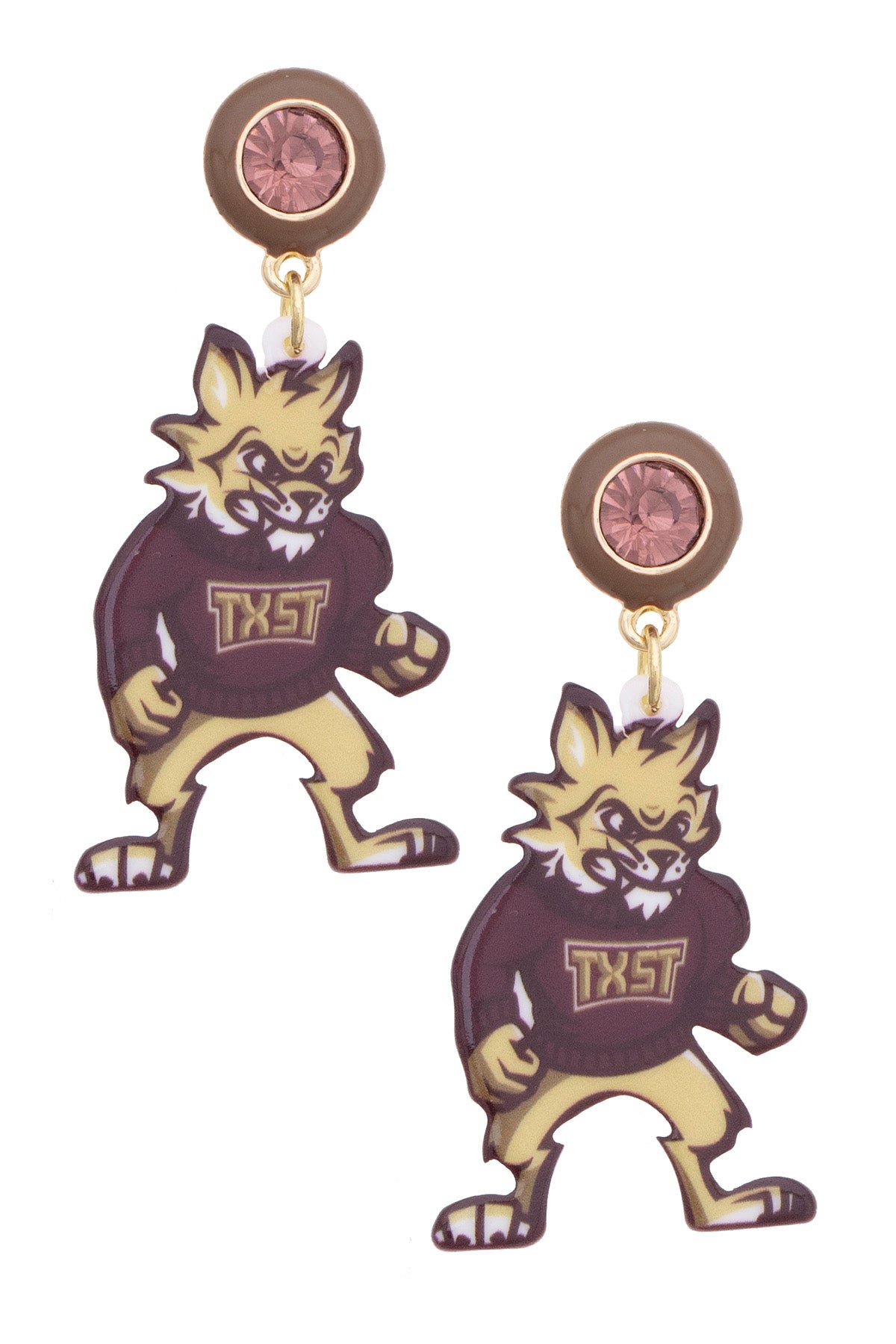 Texas State Bobcats Resin Mascot Earrings