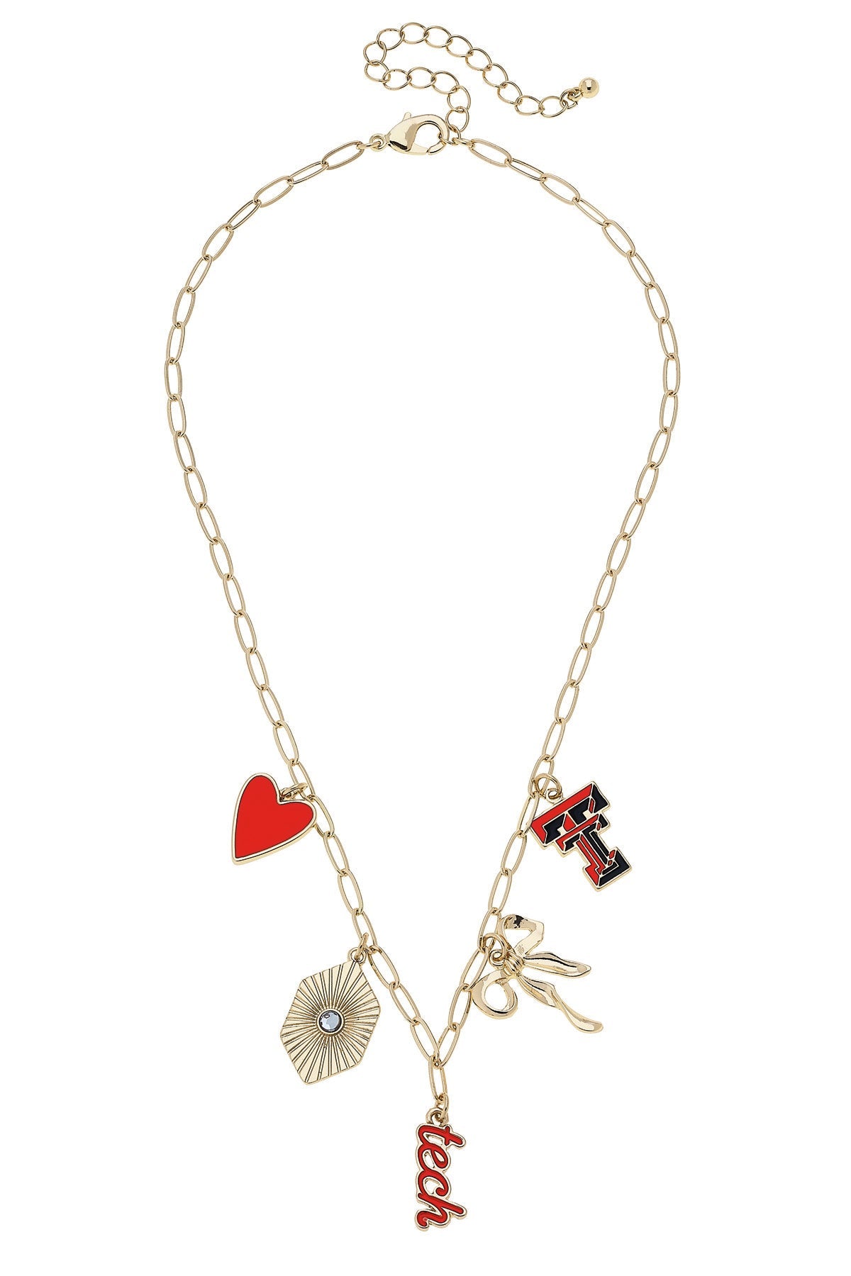 Texas Tech Red Raiders Paper Clip Charm Collector Necklace in Shiny Gold