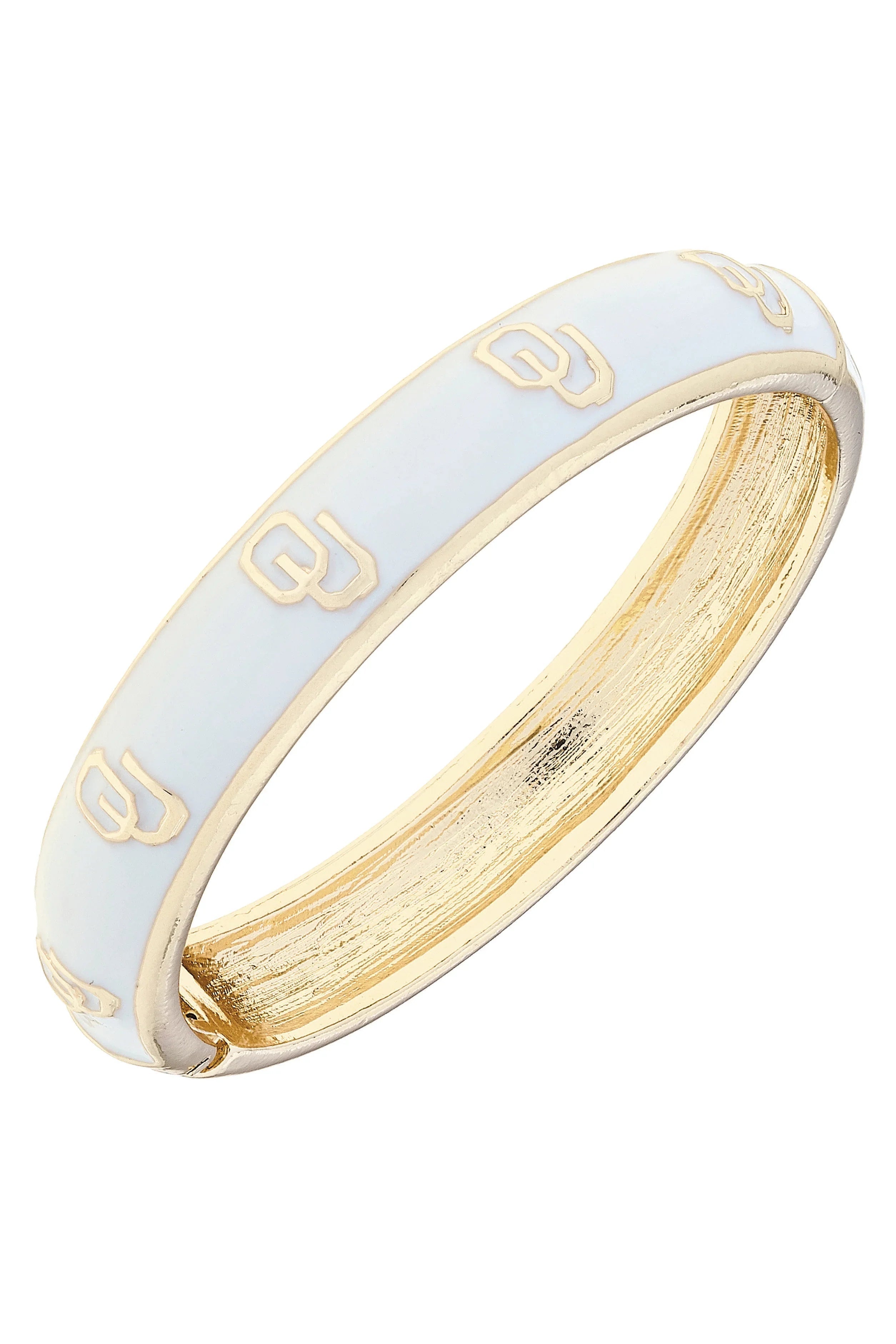 Oklahoma Sooners Sculpted Enamel Logo Hinge Bangle in White