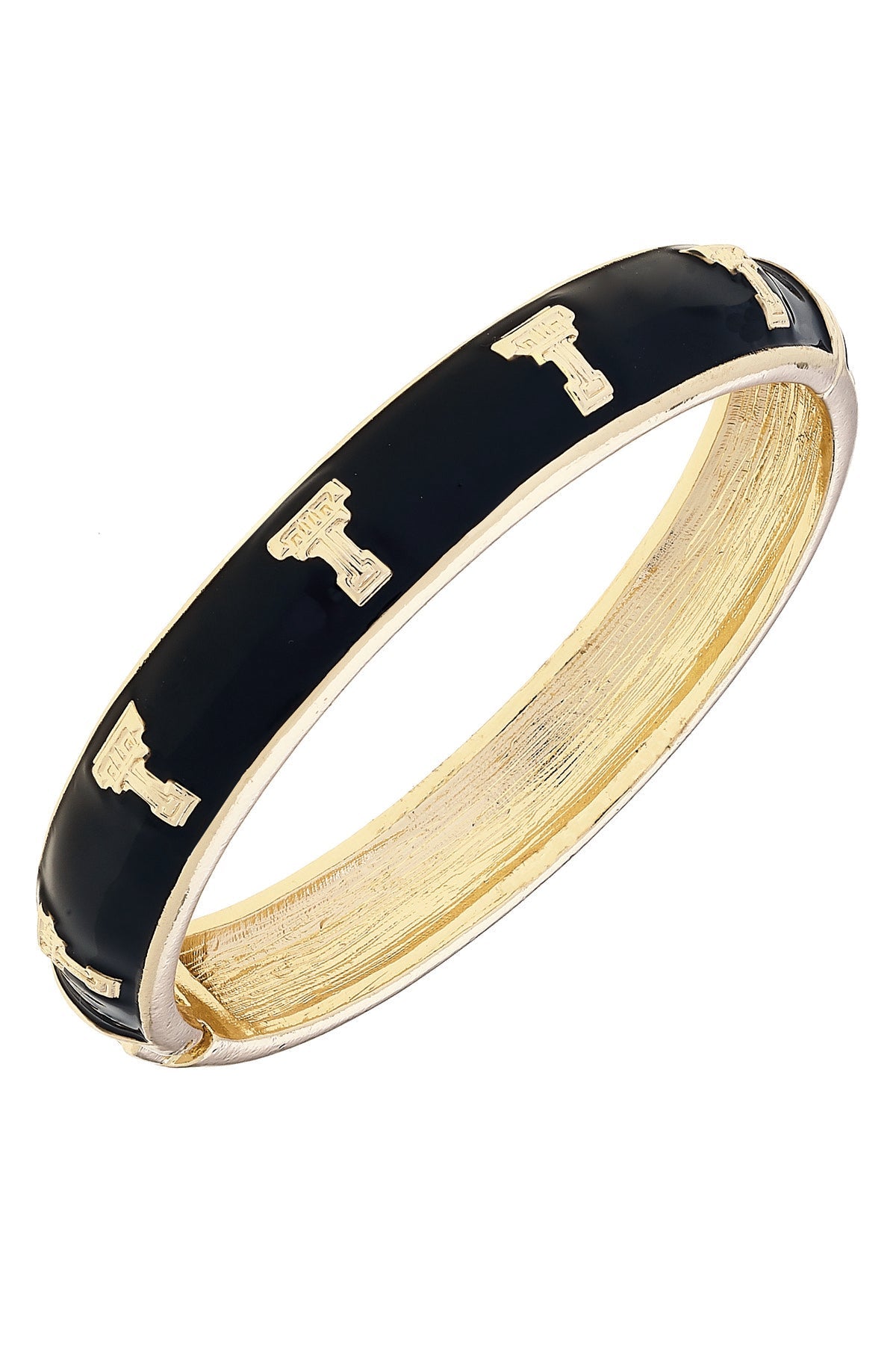 Texas Tech Red Raiders Sculpted Enamel Logo Hinge Bangle in Black