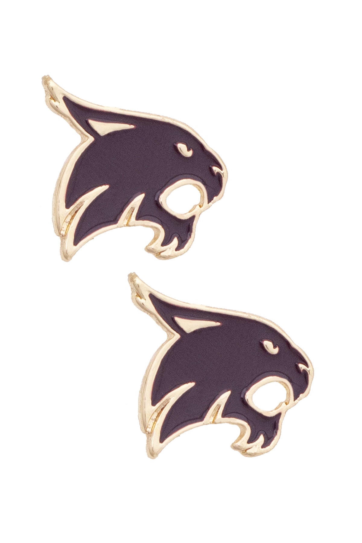 Texas State Bobcats Enamel Logo Stud Earrings in Shiny Gold