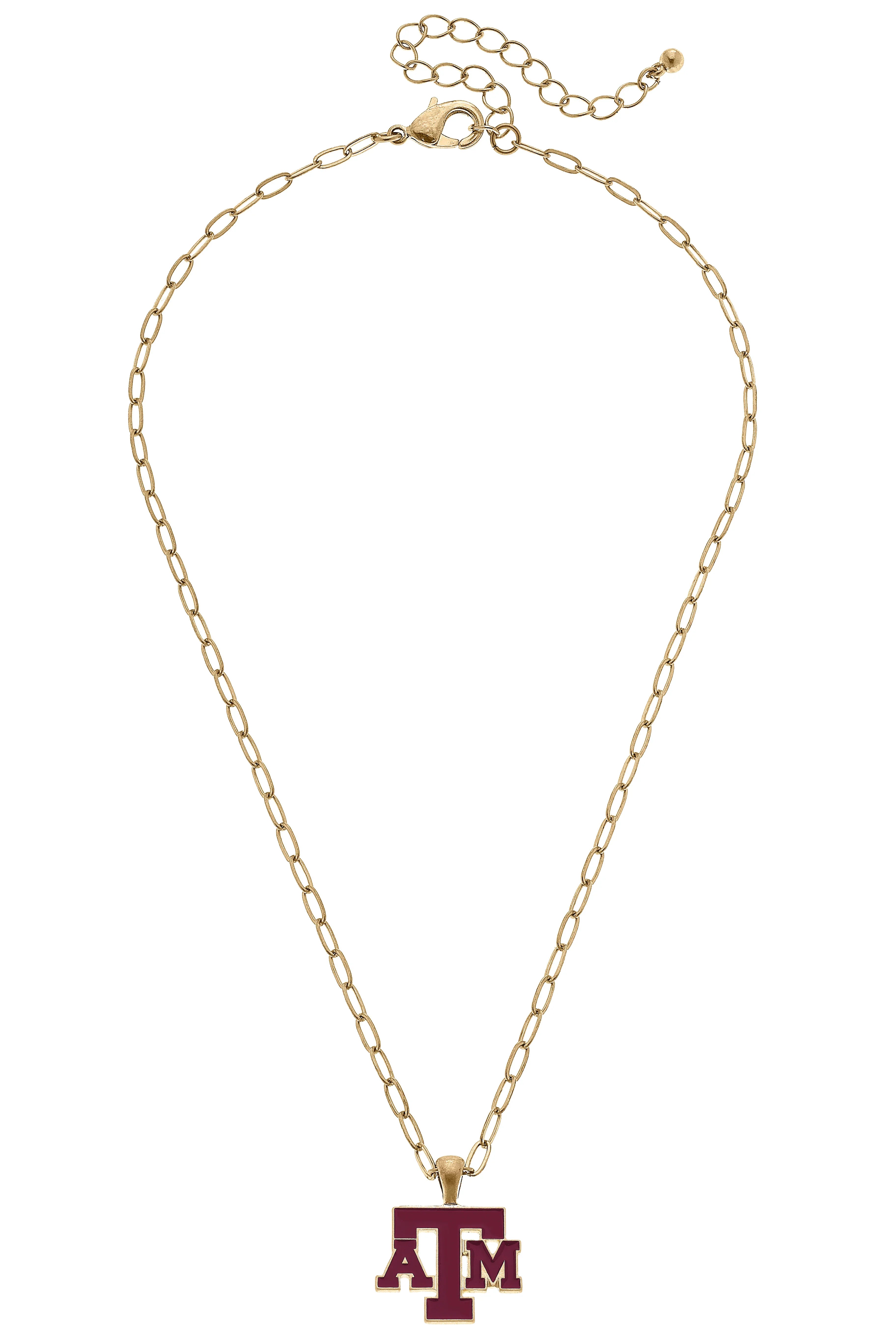 Texas A&M Aggies Enamel Pendant Necklace in Shiny Gold