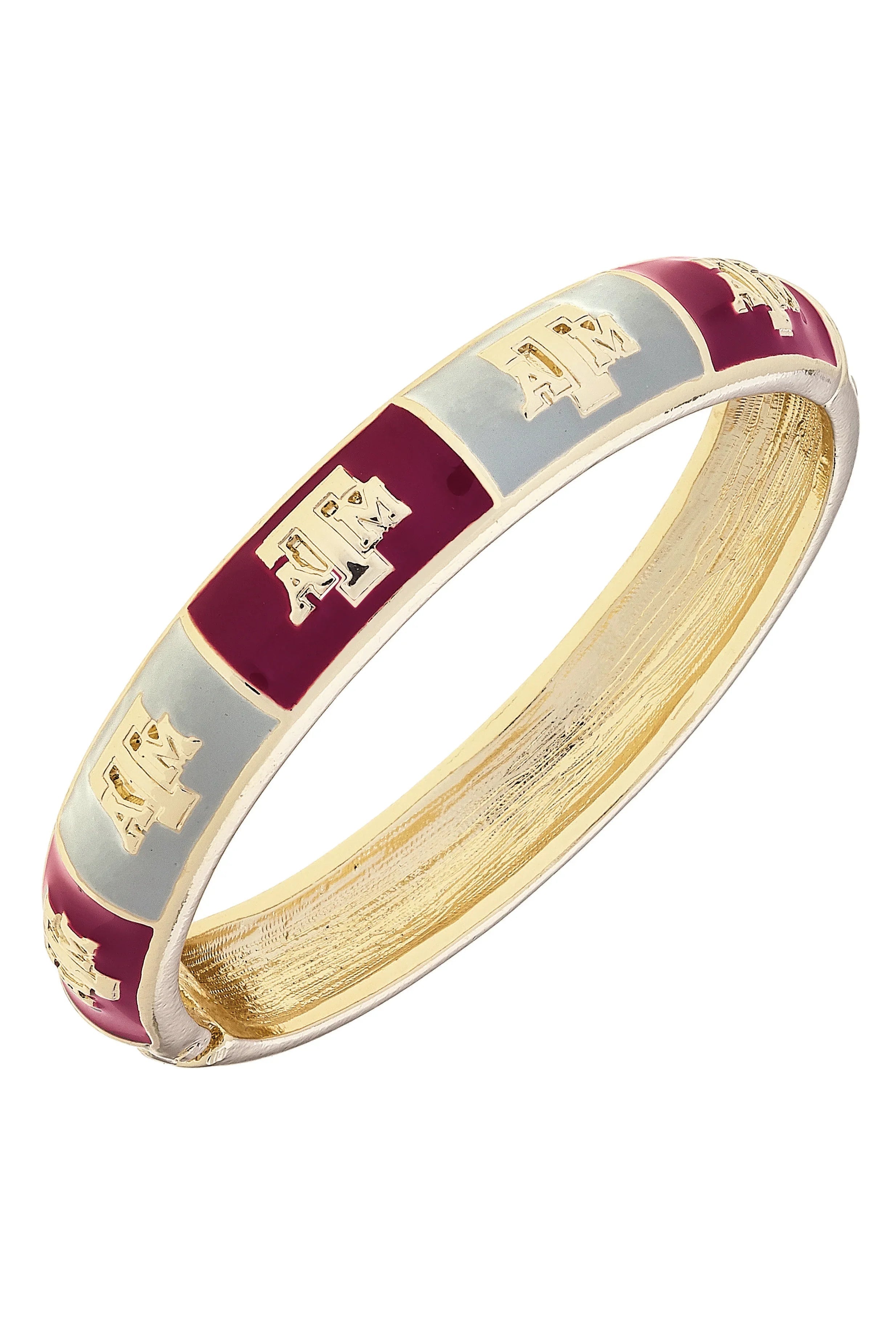 Texas A&M Aggies Sculpted Enamel Checkered Hinge Bangle