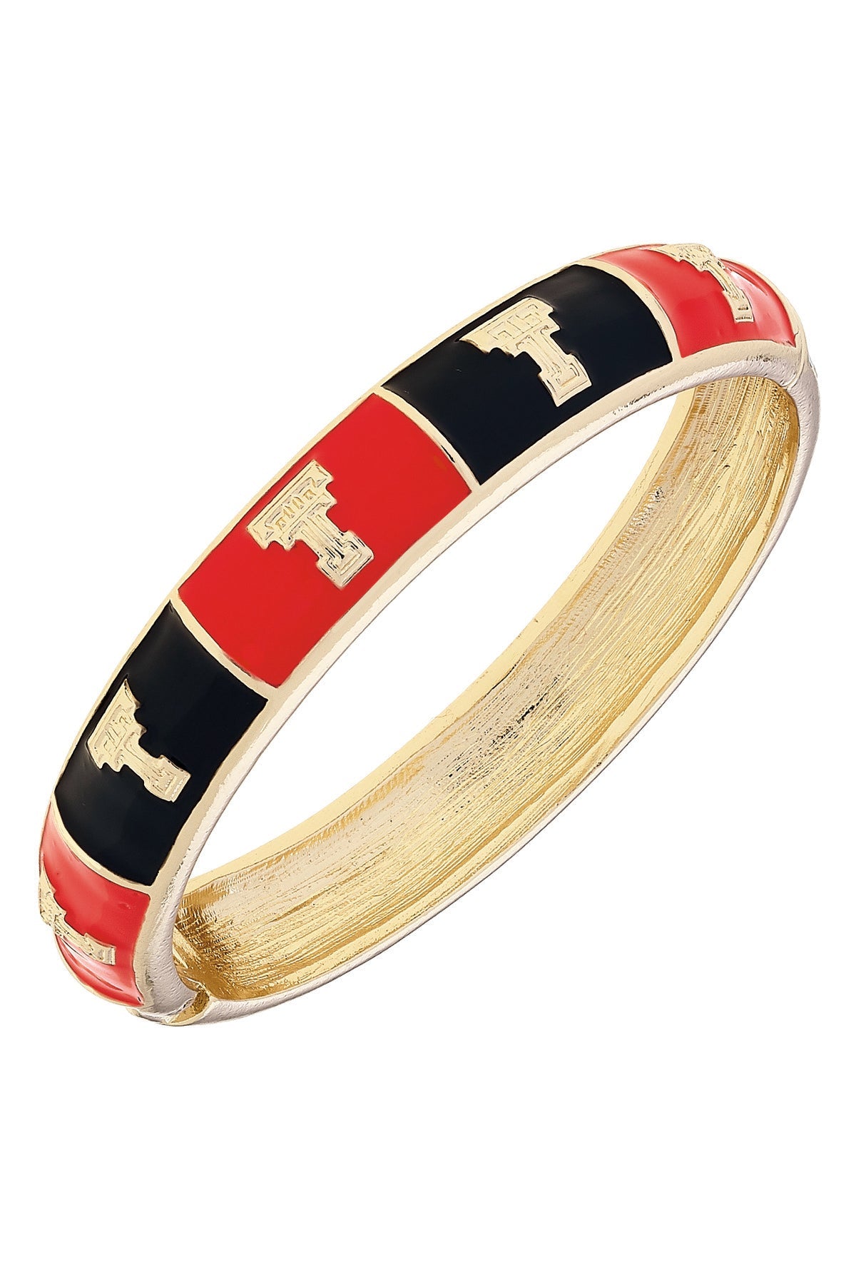 Texas Tech Red Raiders Sculpted Enamel Checkered Hinge Bangle in Red/Black