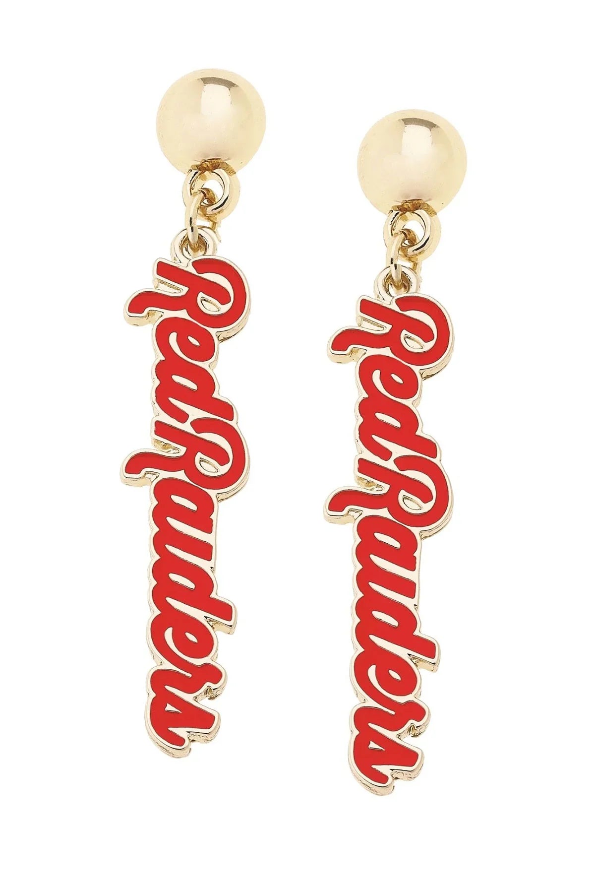 Texas Tech Red Raiders Enamel Script Earring in Shiny Gold