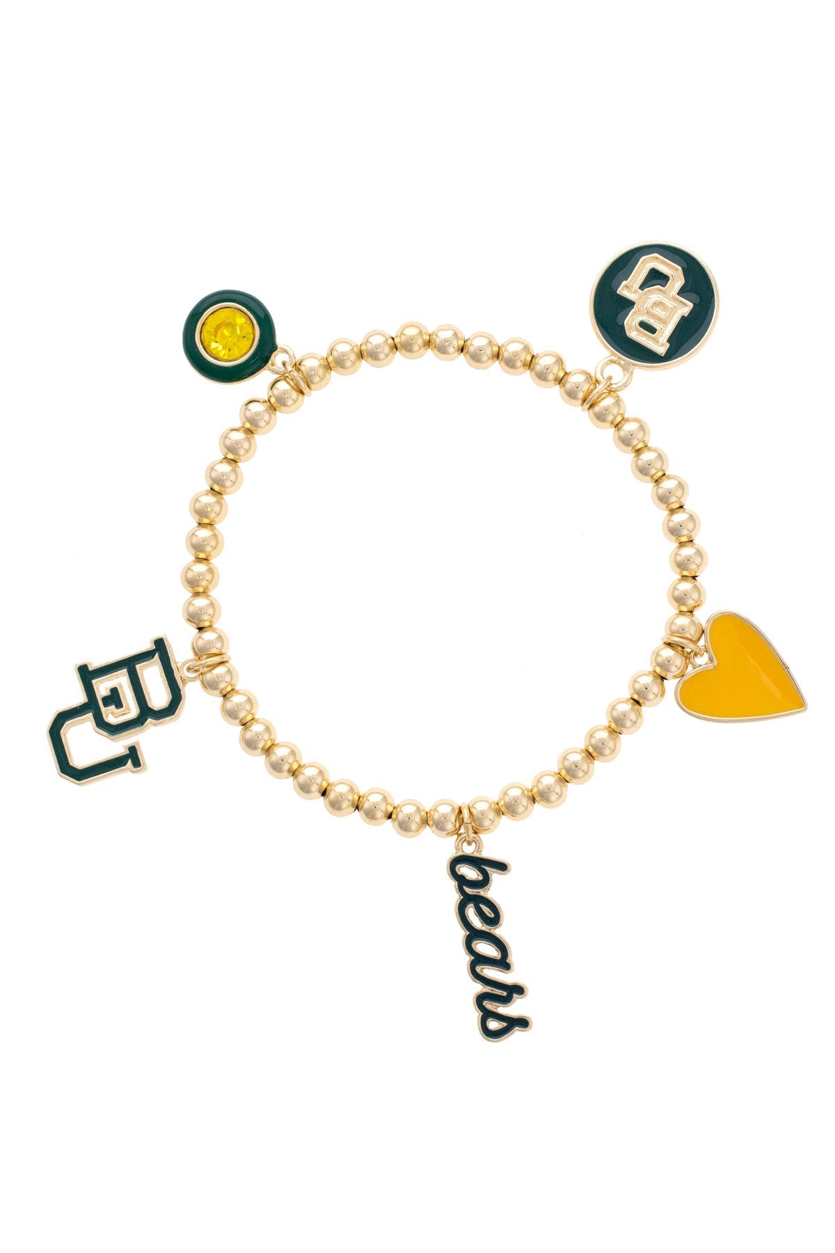 Baylor Bears Enamel Icons Stretch Bracelet in Shiny Gold