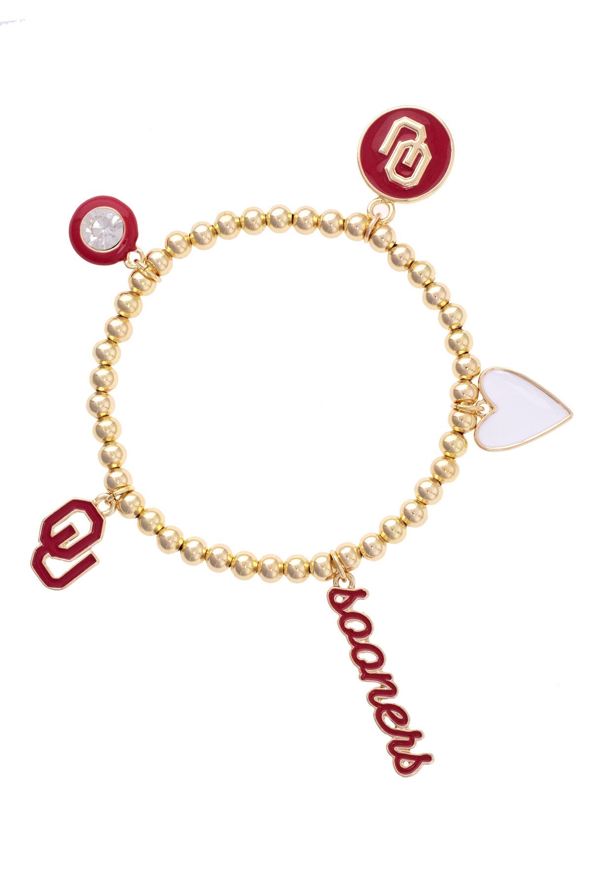 Oklahoma Sooners Enamel Icons Stretch Bracelet in Shiny Gold