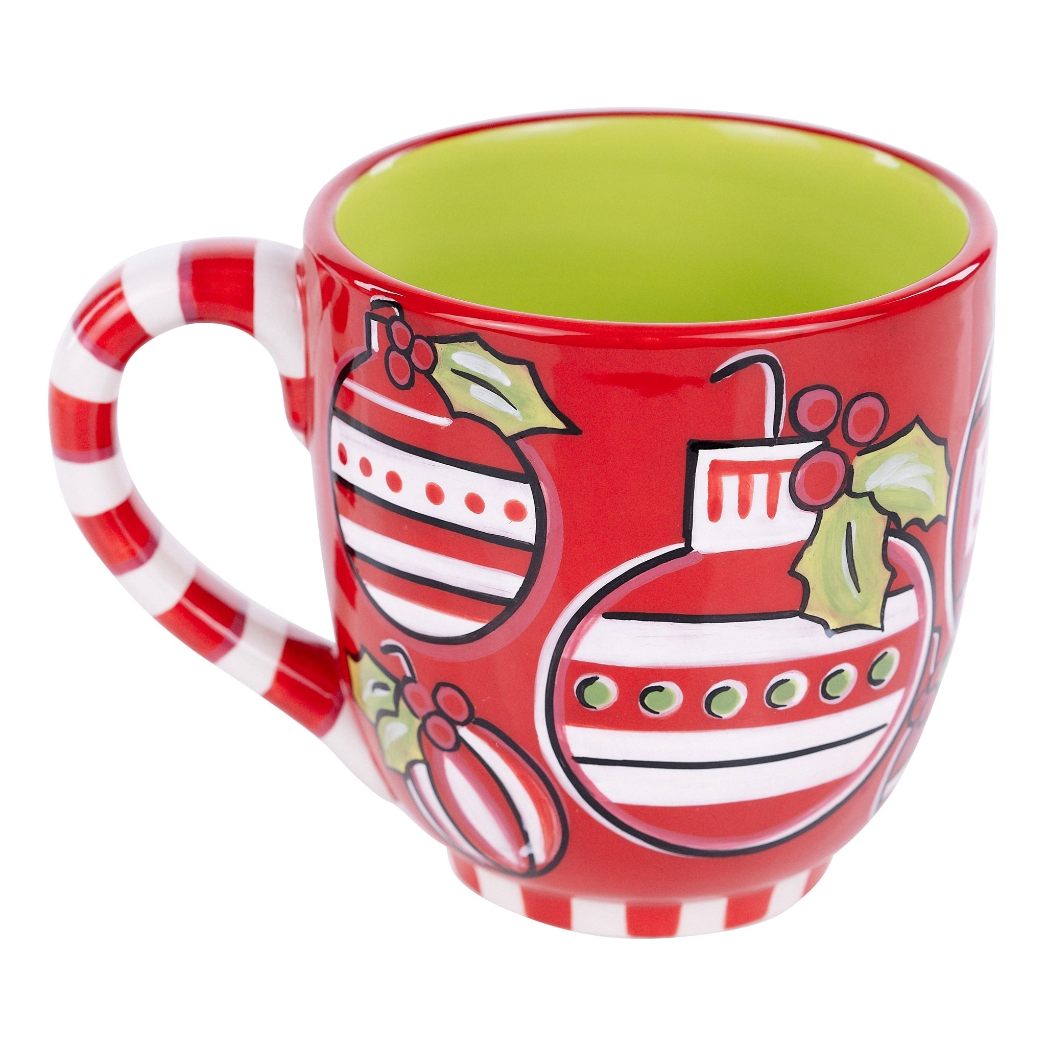 Glory Haus Red & White Holly Ornament Mug