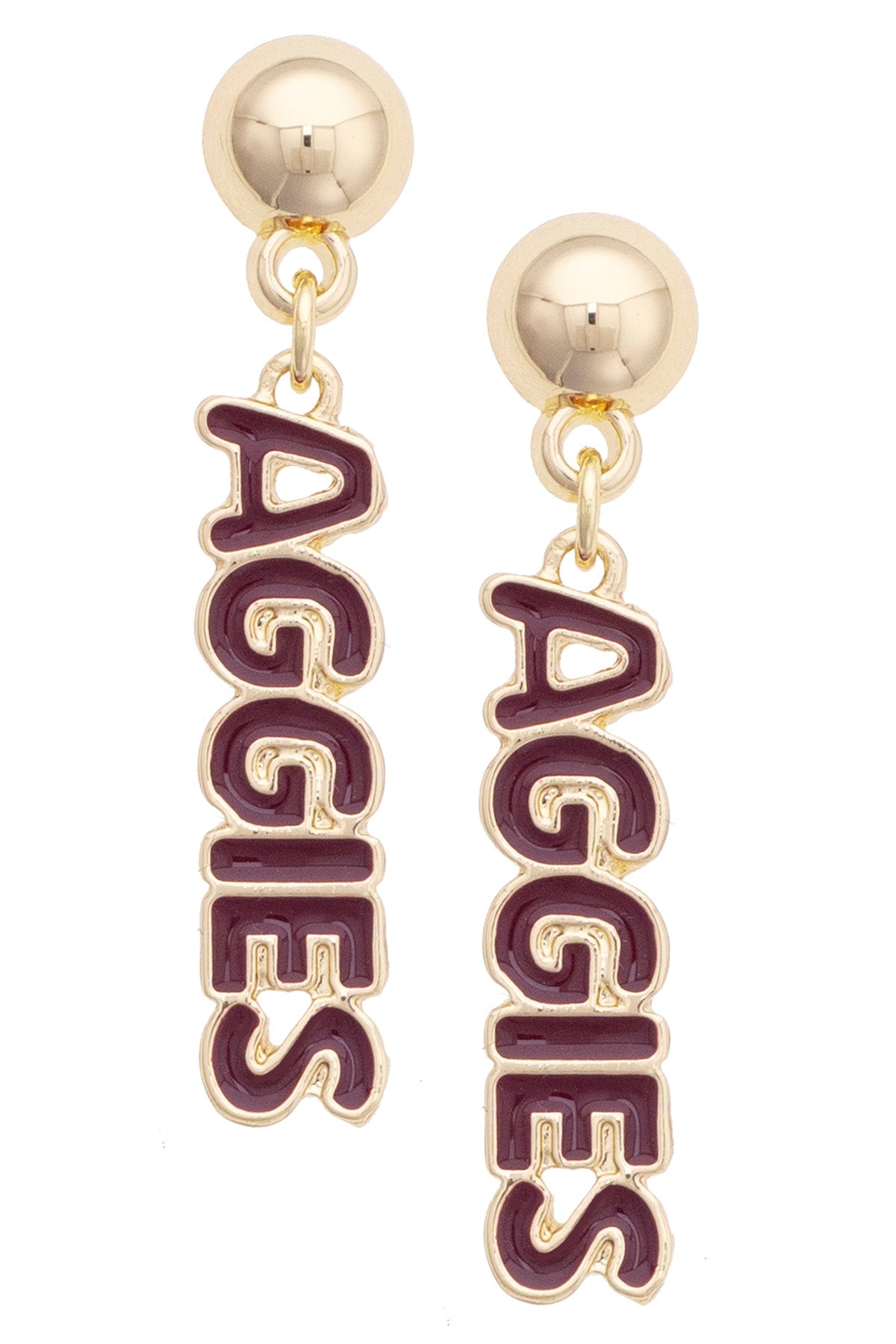 Texas A&M Aggies Puffy Nameplate Earrings
