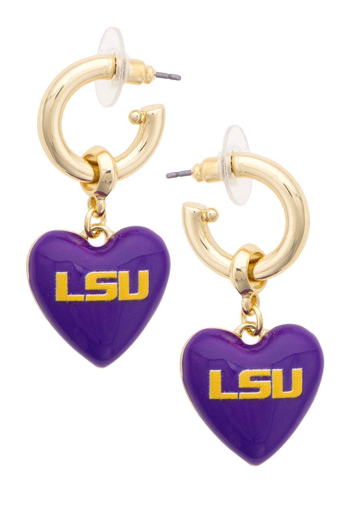 LSU Tigers Heart Drop Earrings