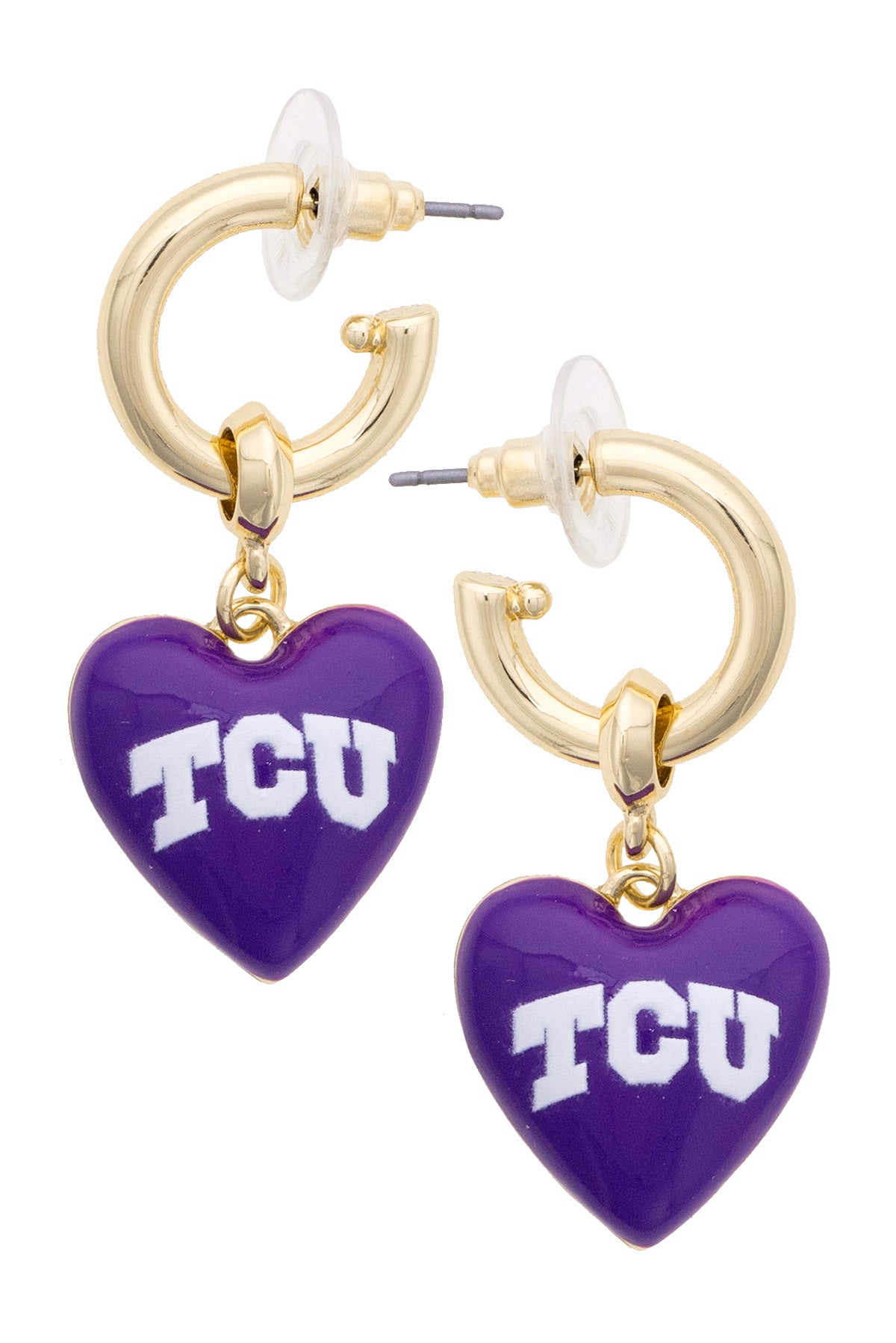 TCU Horned Frogs Heart Drop Earrings