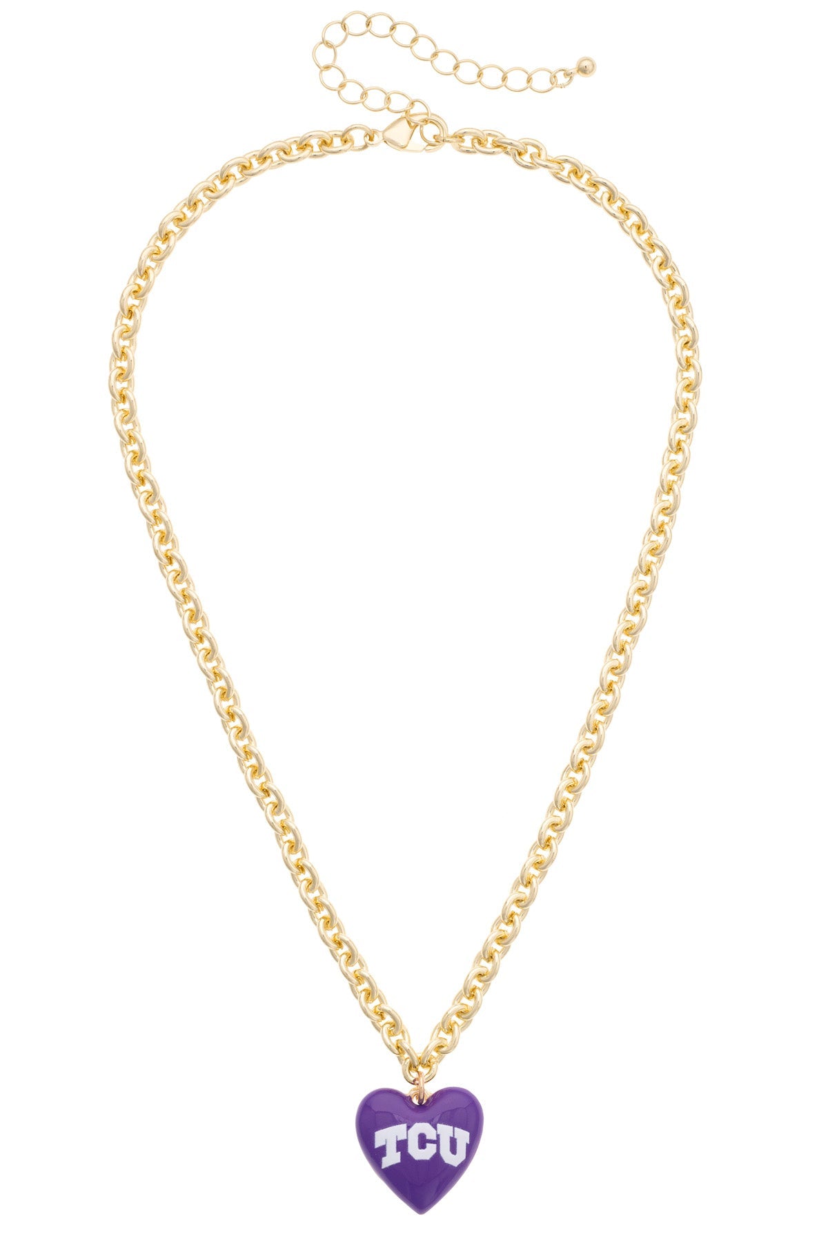TCU Horned Frogs Heart Pendant Necklace