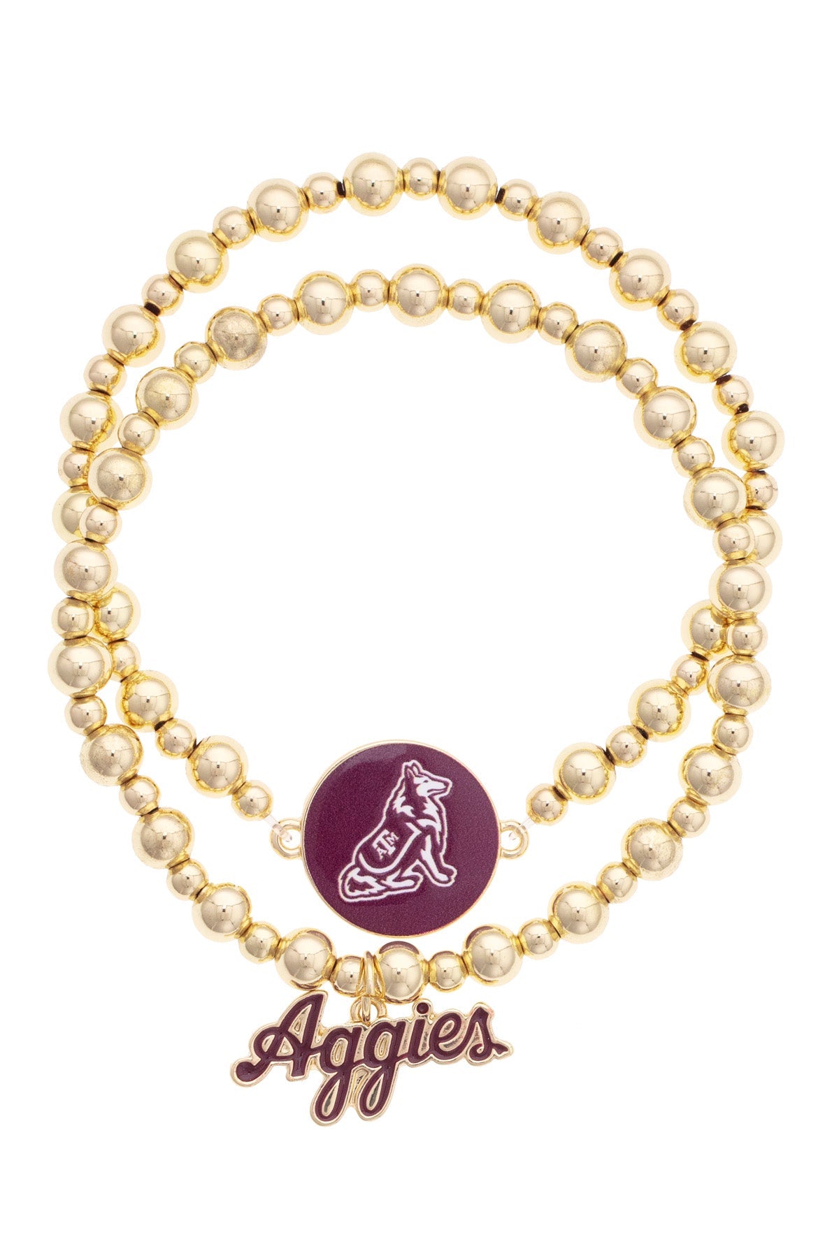 Texas A&M Aggies Ball Bead Bracelet Set of 2