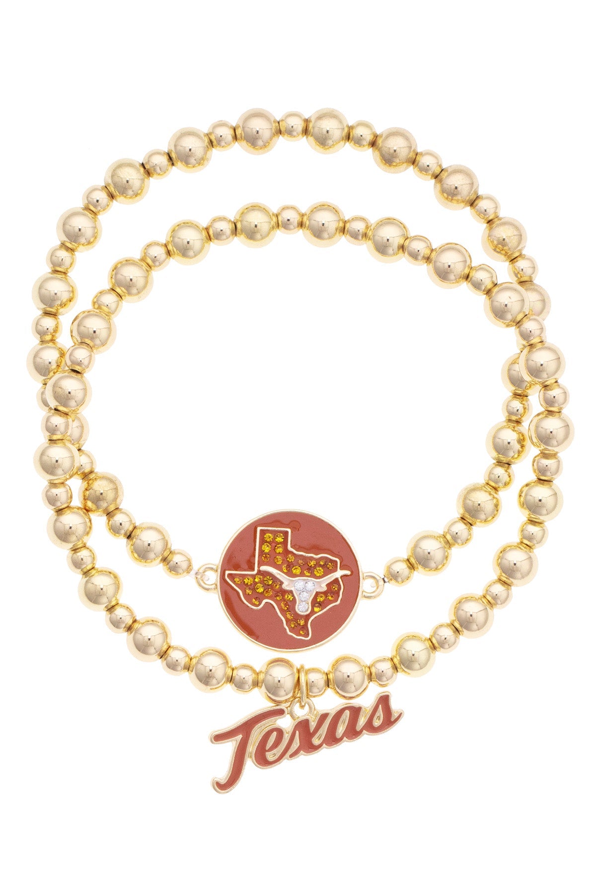 Texas Longhorns Ball Bead Bracelet Set of 2