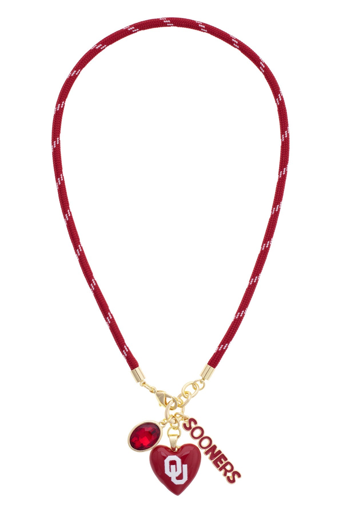 Oklahoma Sooners Logo Heart Paracord Necklace