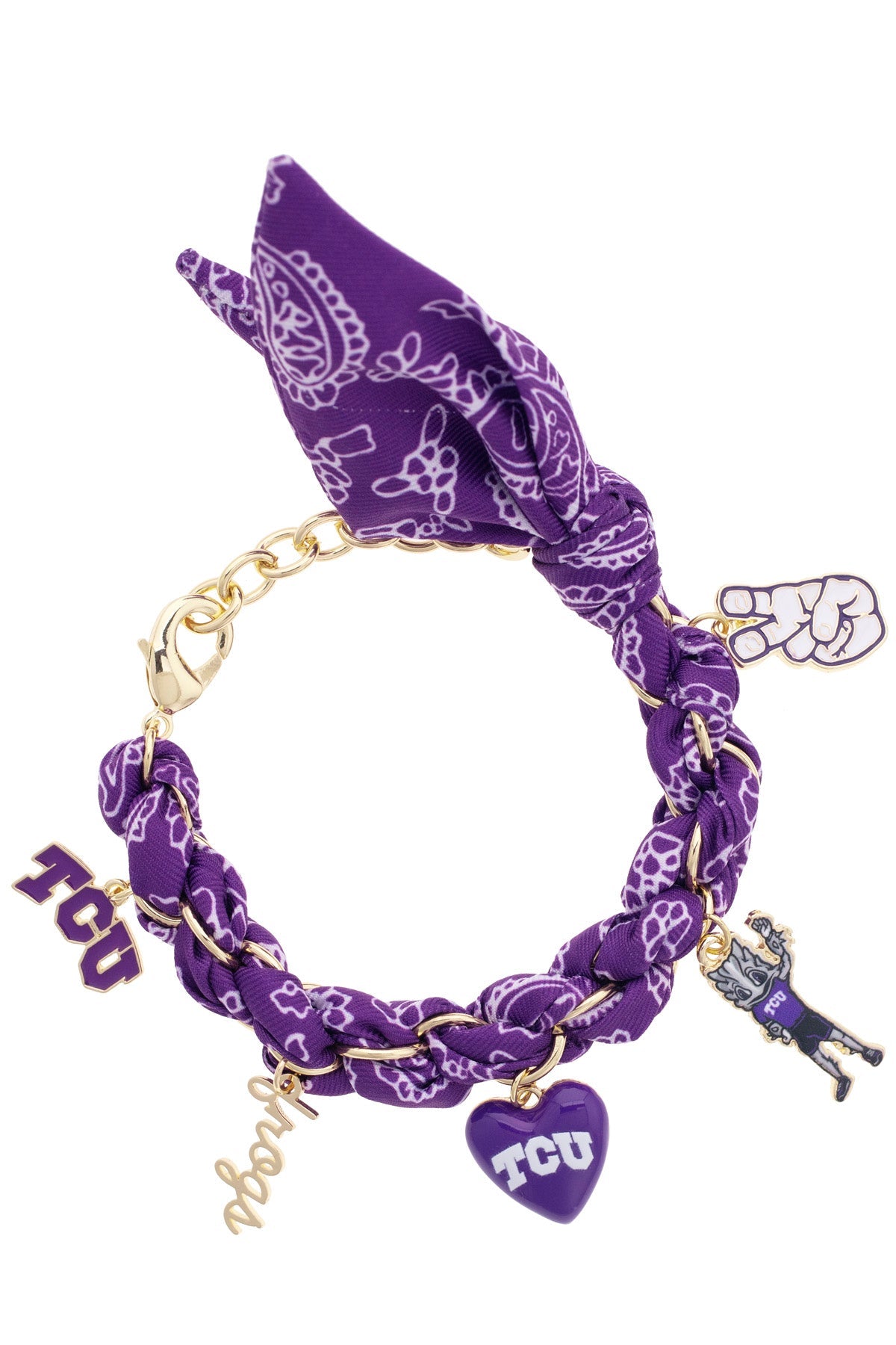 TCU Horned Frogs Bandana Charm Bracelet