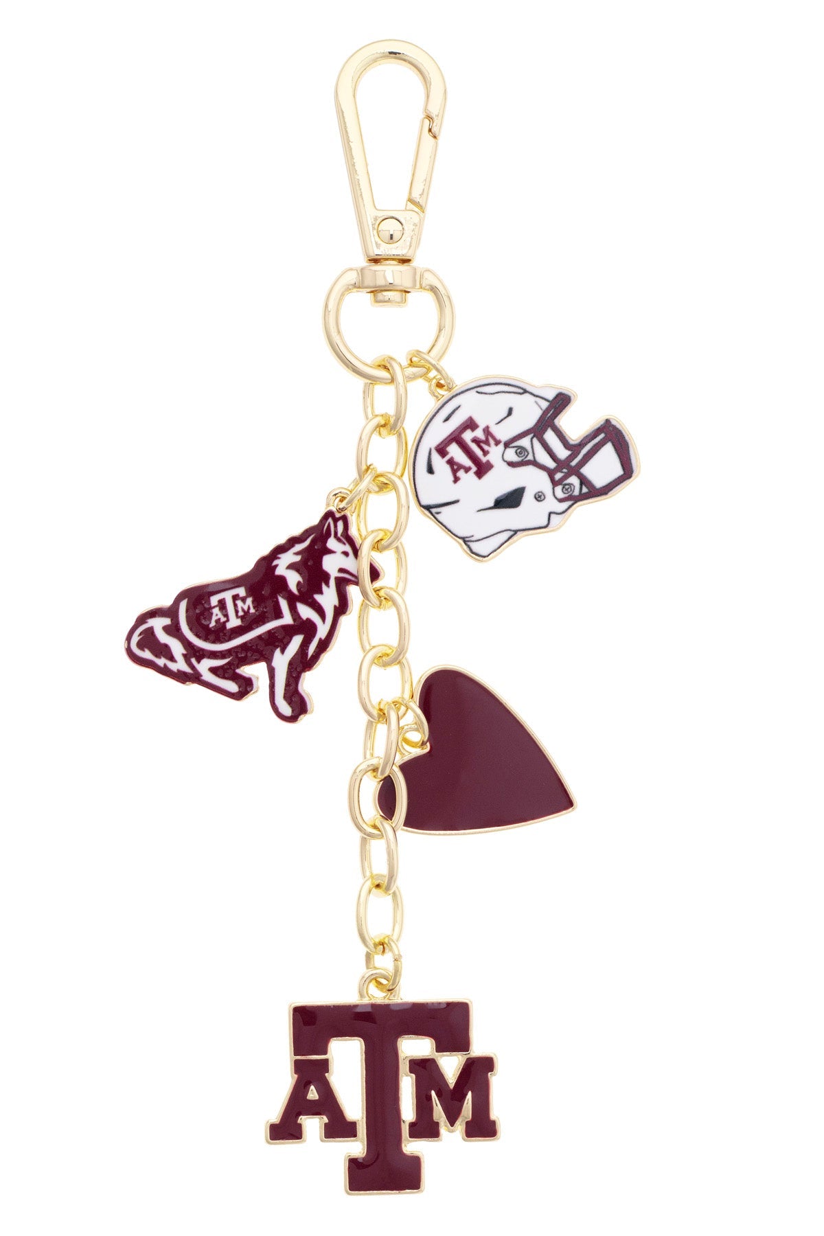 Texas A&M Aggies Heart Cluster Bag Charm