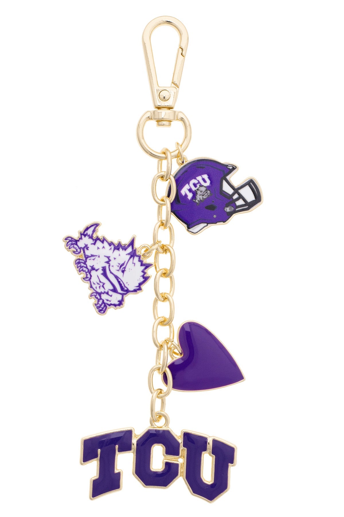 TCU Horned Frogs Heart Cluster Bag Charm