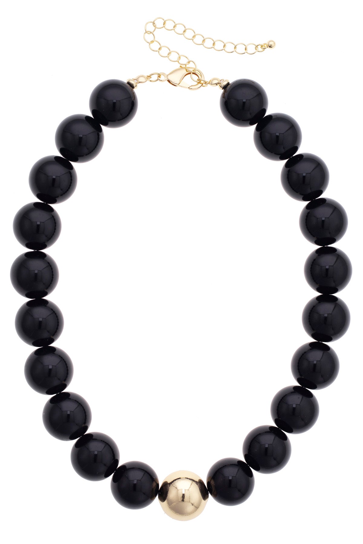 Marjorie Beaded Gumball Game Day Necklace in Black