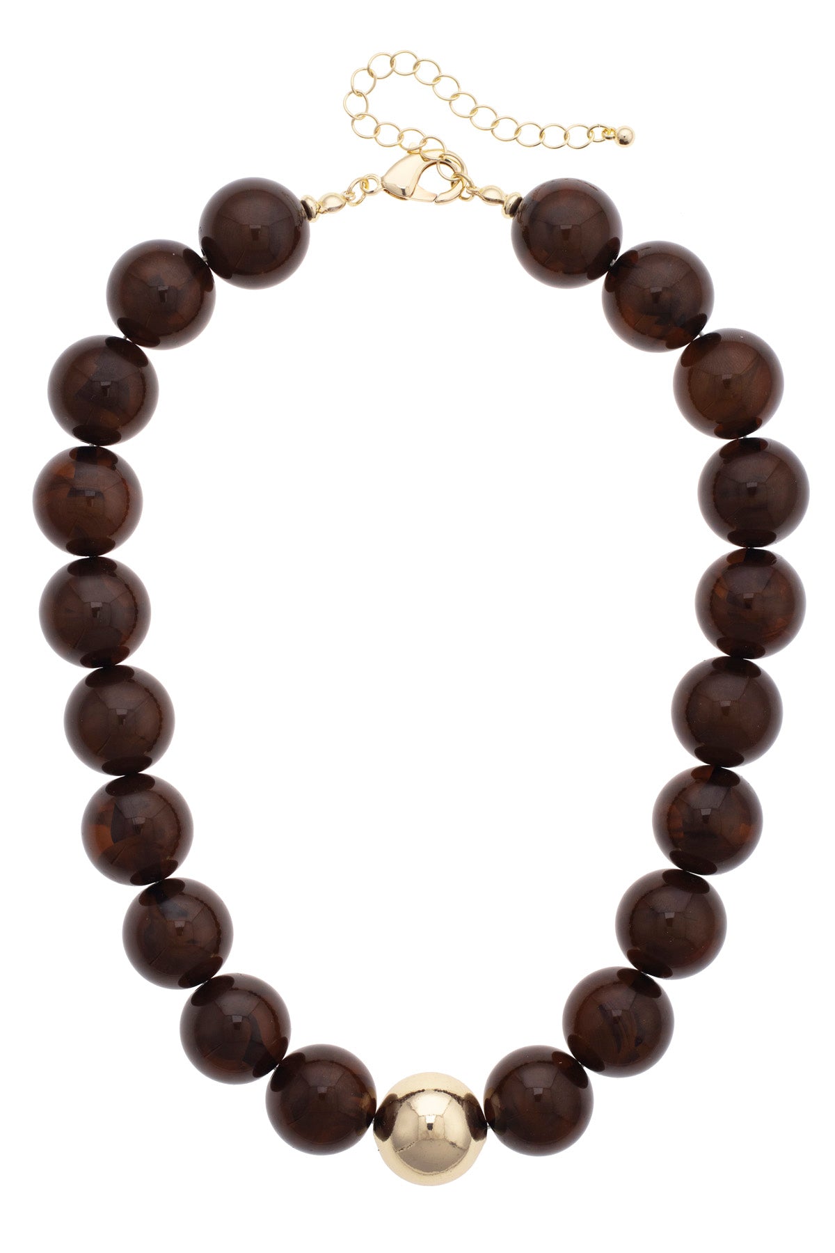 Marjorie Beaded Gumball Necklace in Brown